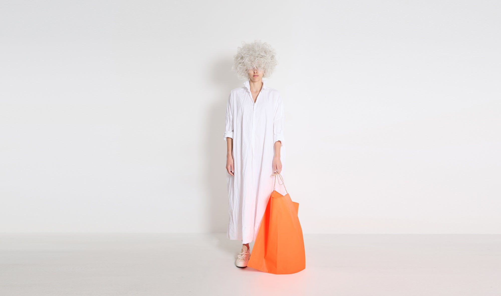 borsa in nylon arancione neon
