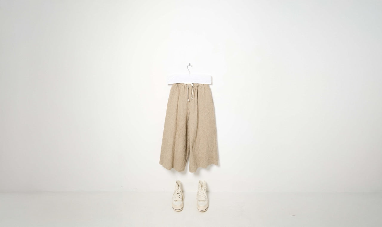 ecru linen flared pants