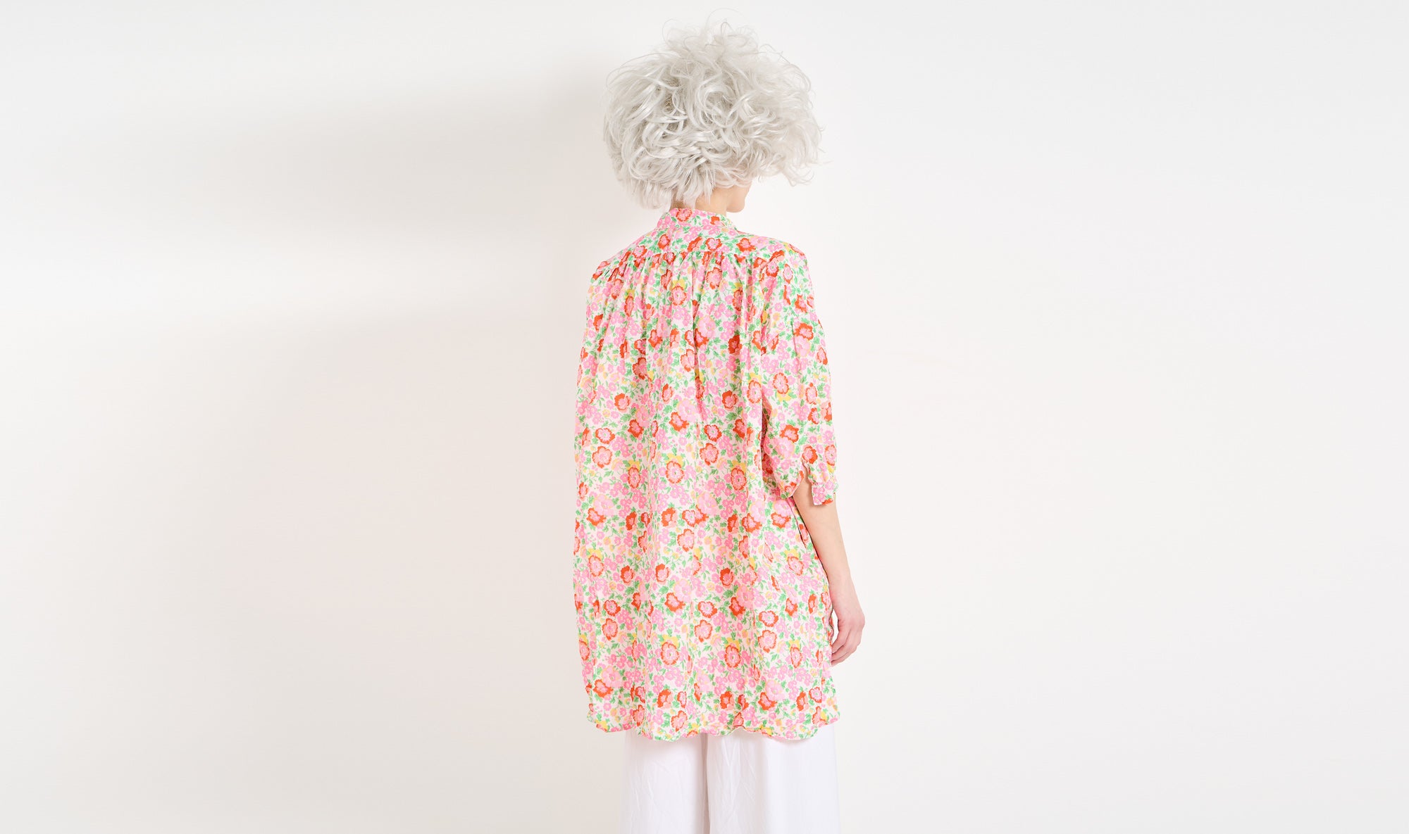 pink red flowers cotton tunic