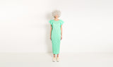 mint green plissé dress