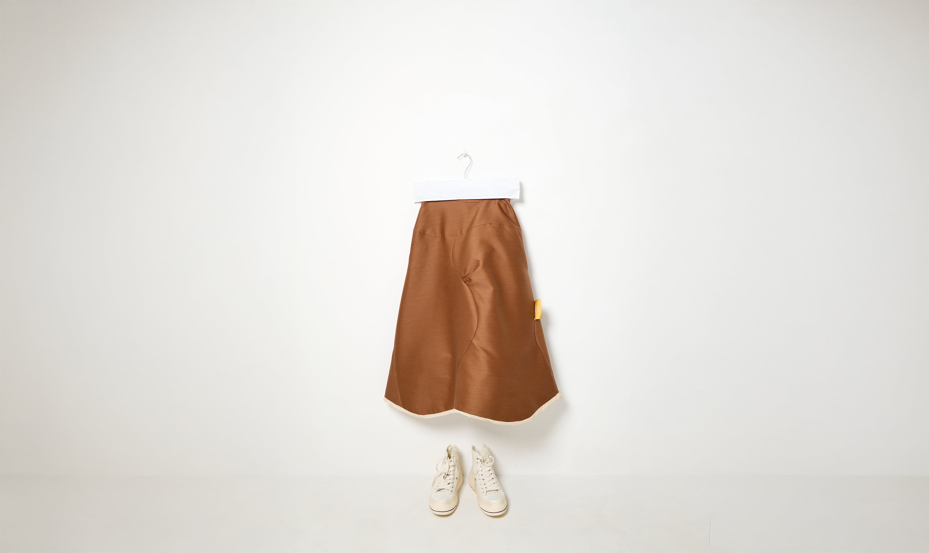 woolen silky beige deconstructed skirt