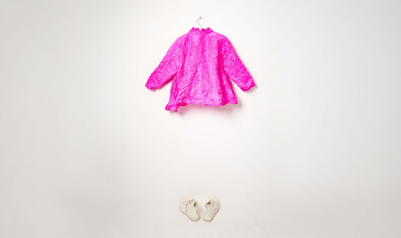 washed fucsia shiny silk shirt