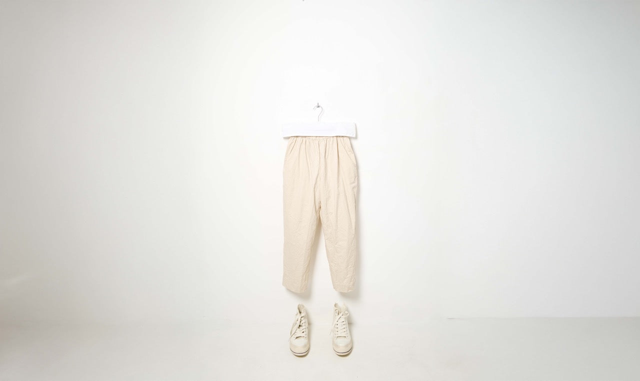 washed cotton cream trousers