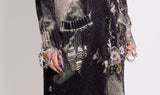 black floral cotton long cardigan