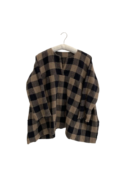 dark blue/beige check cashmere tunic