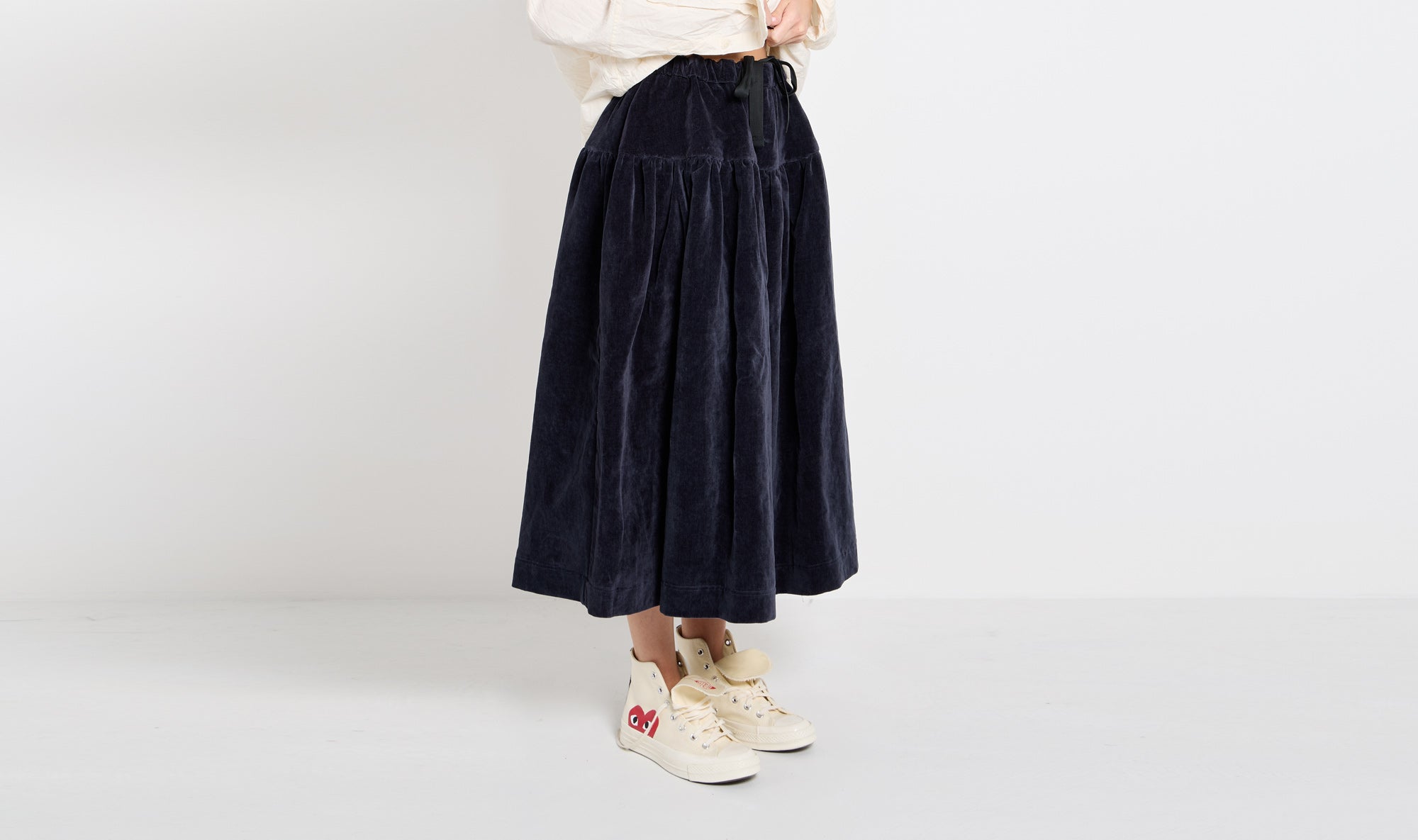 navy velvet skirt