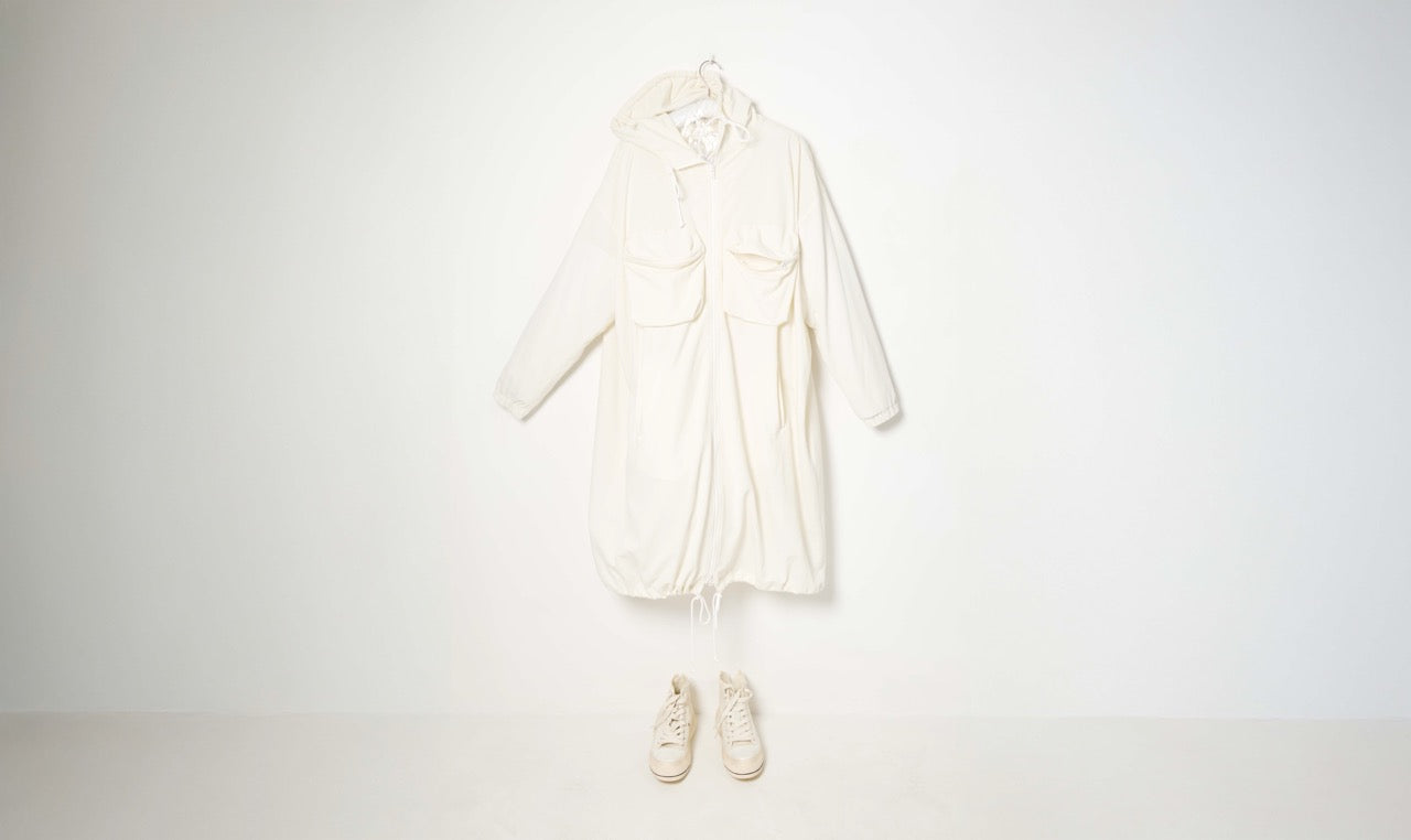 off white cotton raincoat