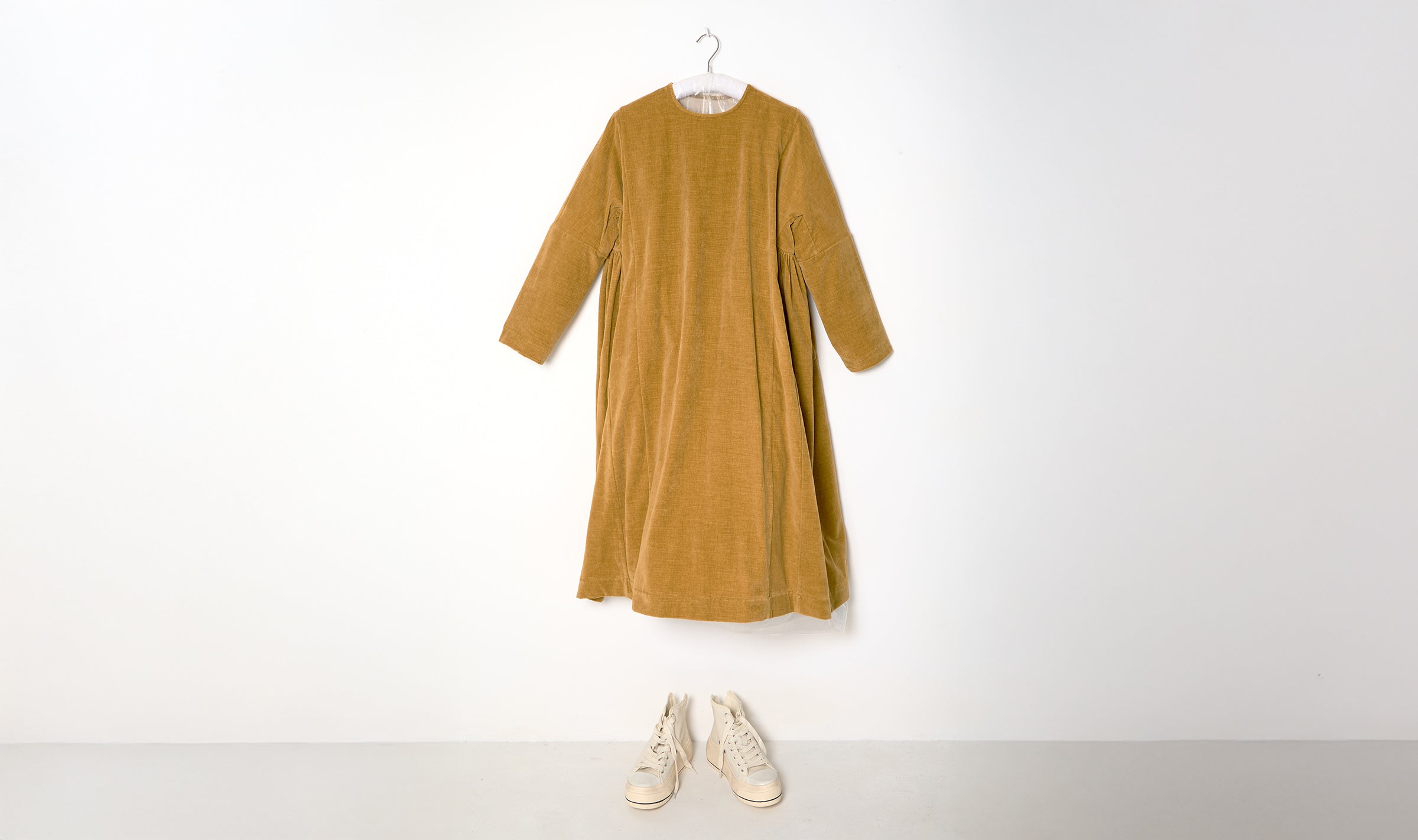 ochre velvet dress
