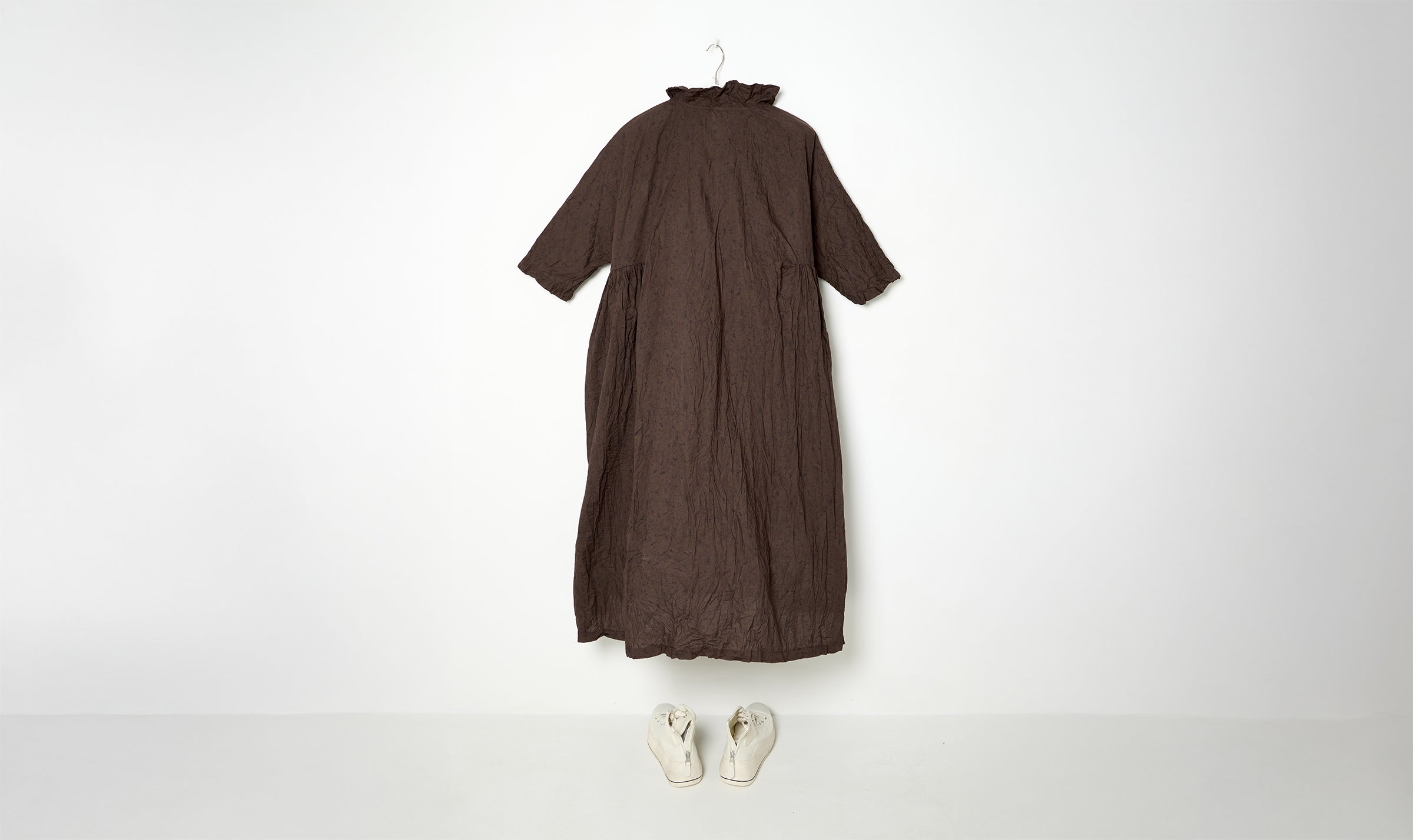 long washed cotton brown/curcumin dress