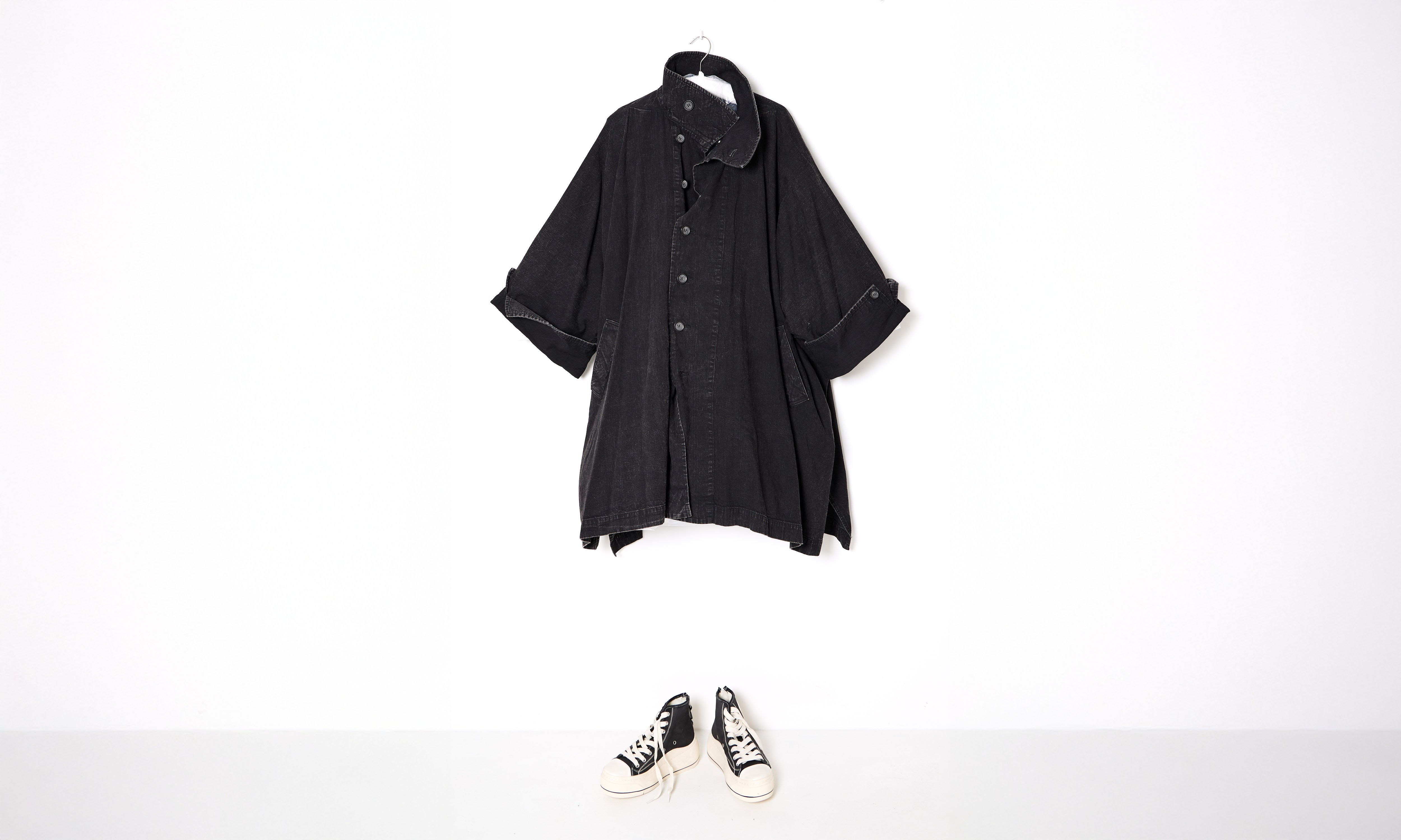 Dark Cotton Denim Overcoat