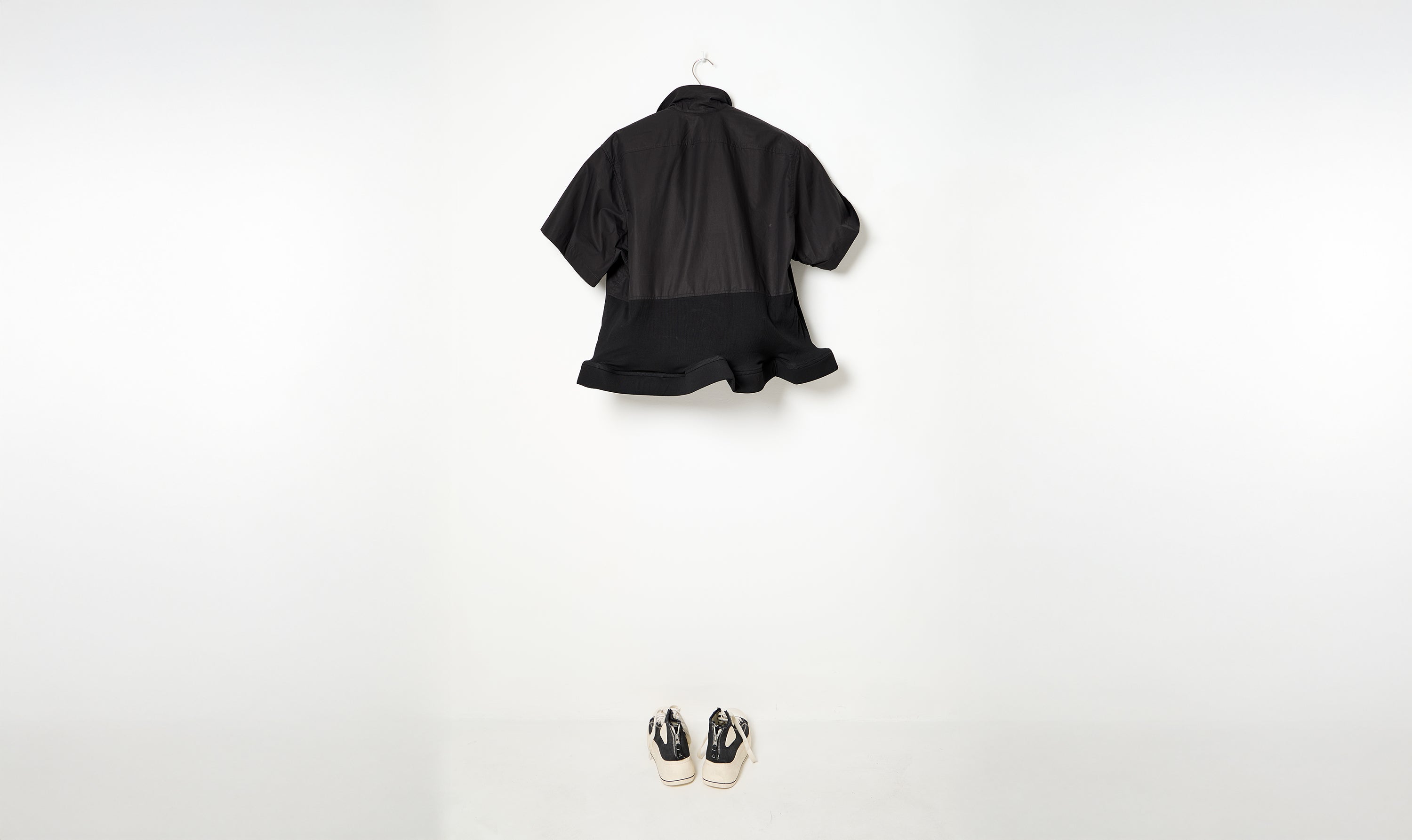 boxy ruffle hem shirt