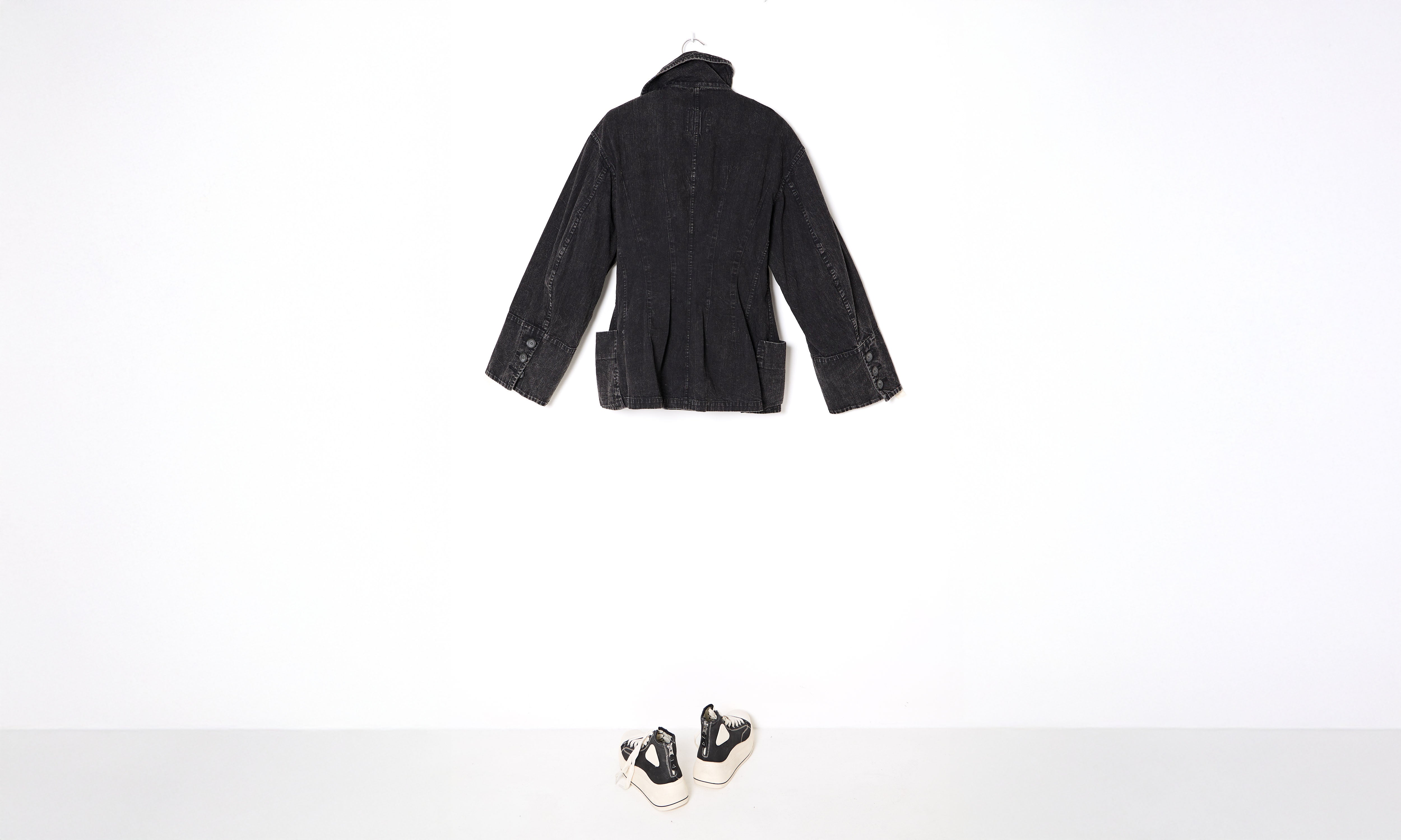 Dark Cotton Denim Pea Coat