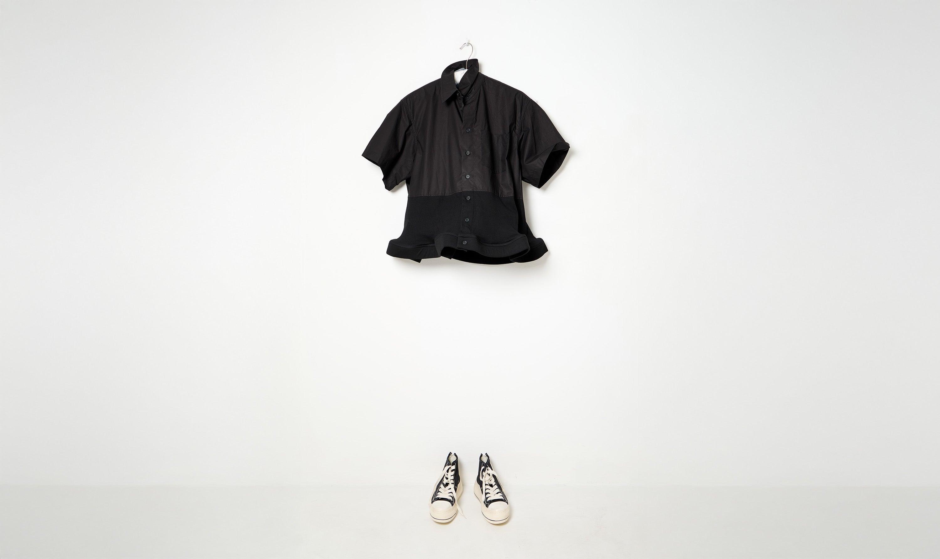boxy ruffle hem shirt