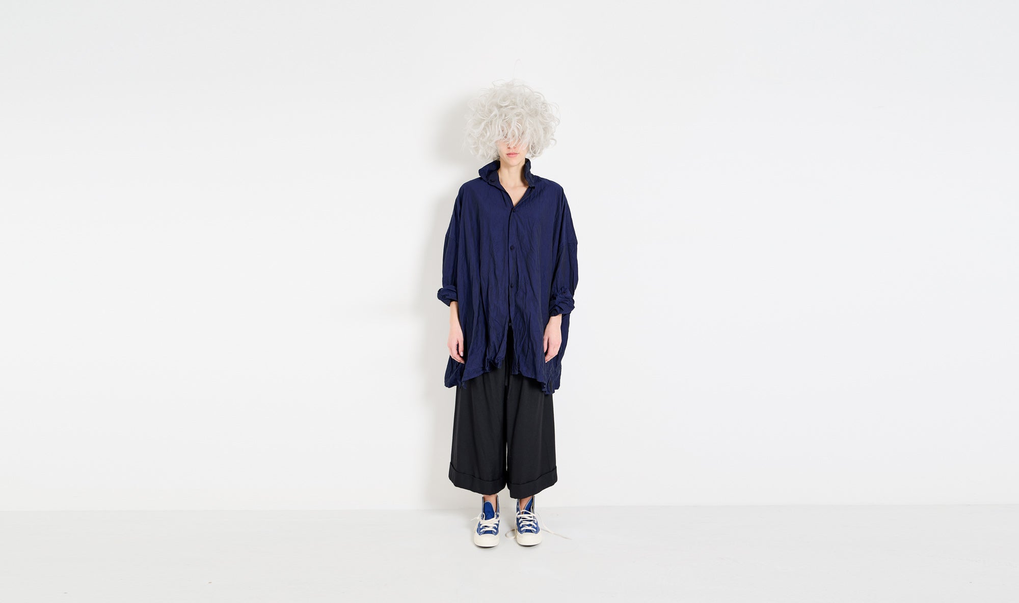 blue cotton oversized shirt