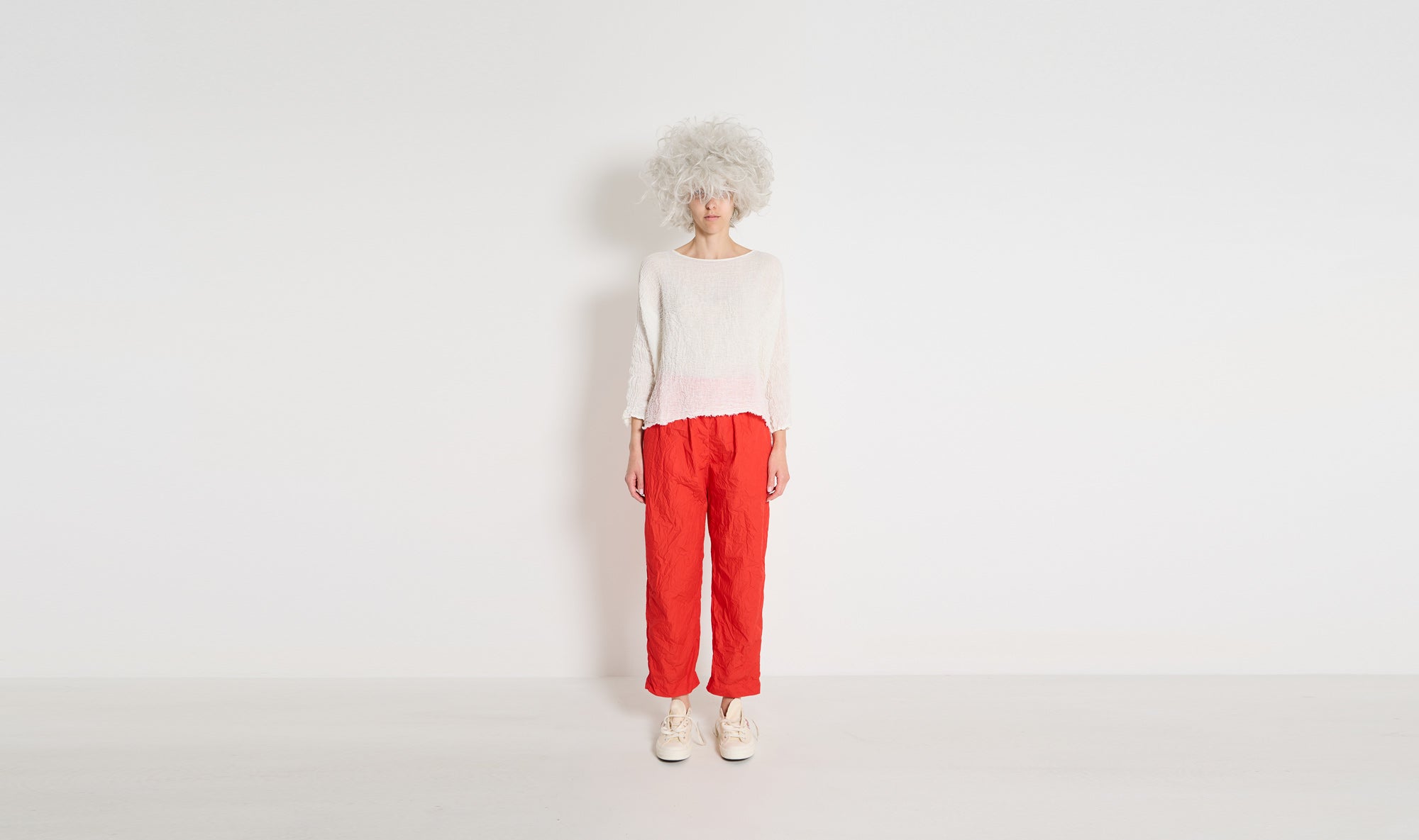 red cotton trousers