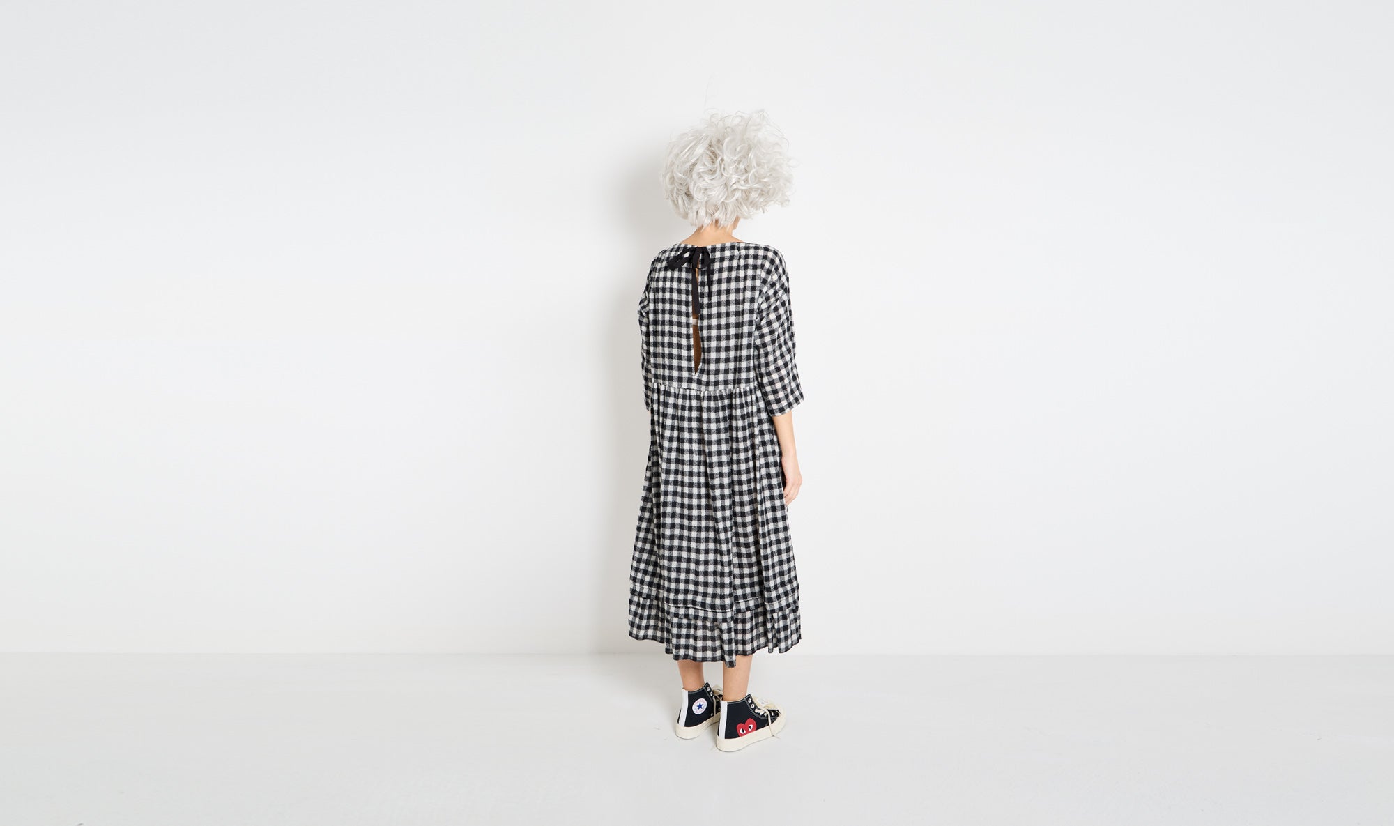 black check wool dress