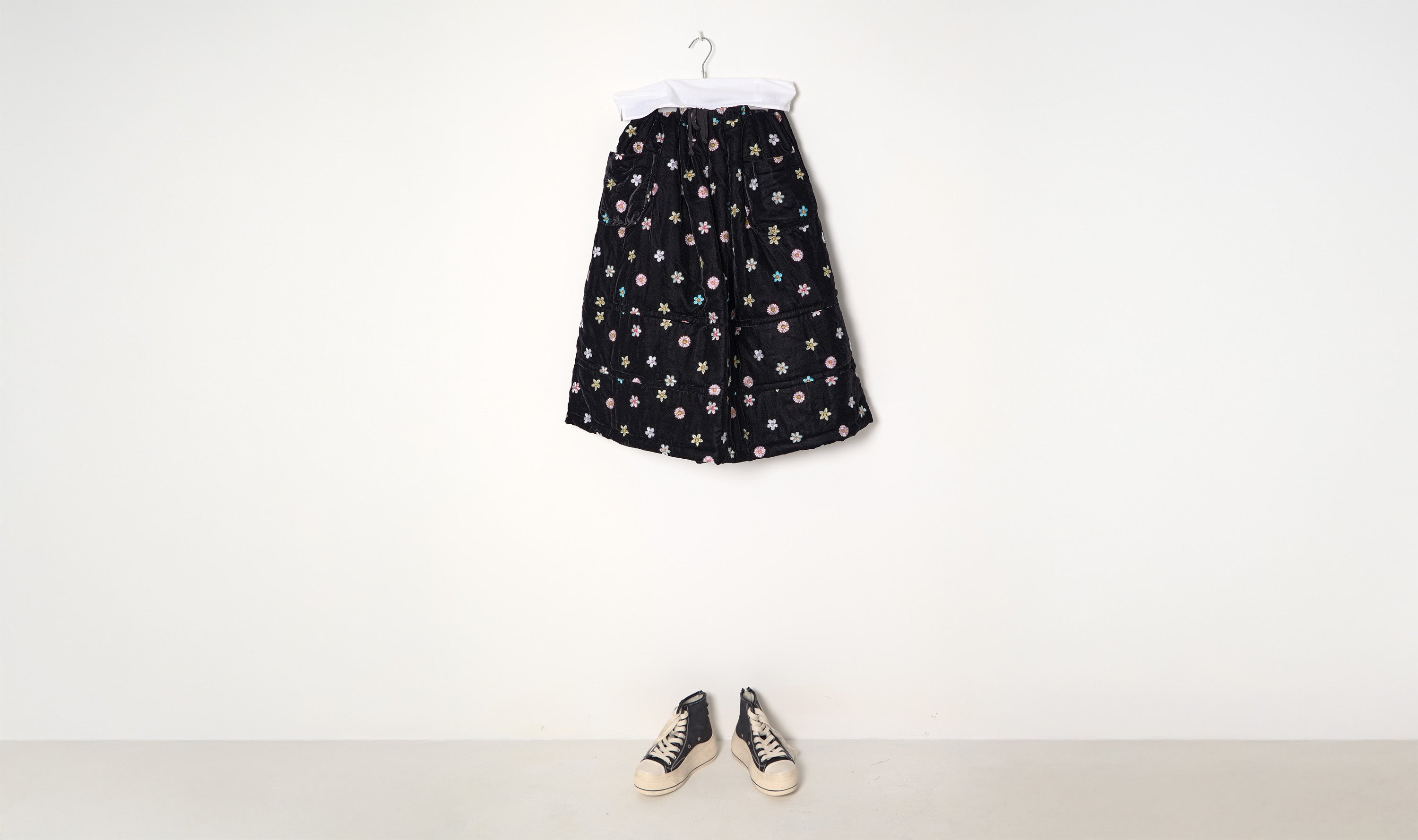 Embroidered Black Velvet Skirt