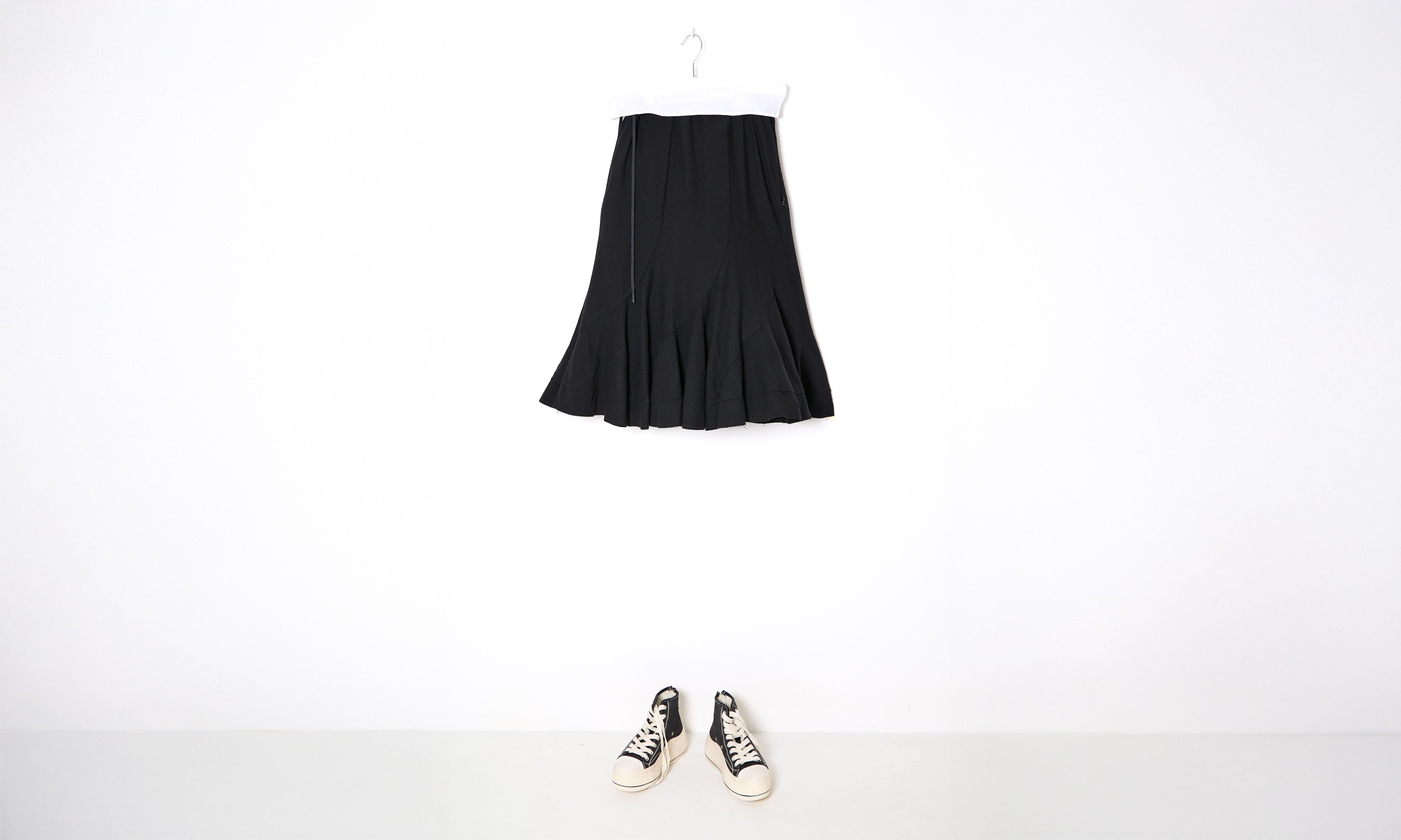 Black Wool Twisted Skirt
