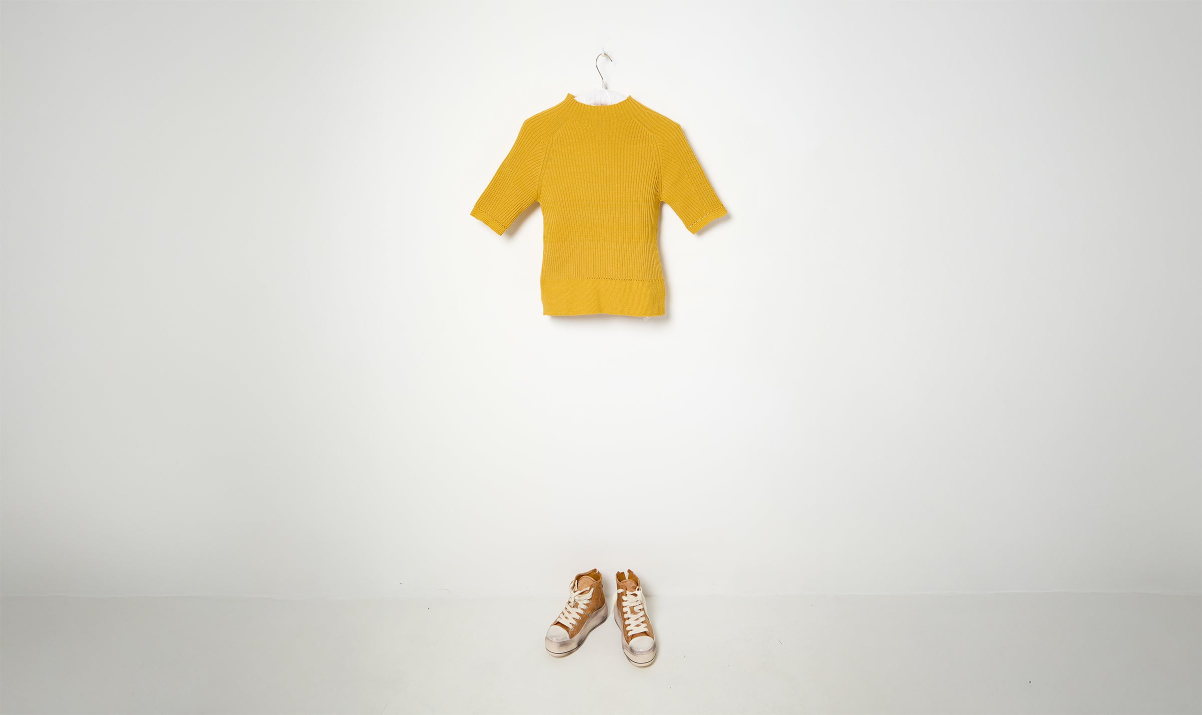 half sleeve yellow poly sweather