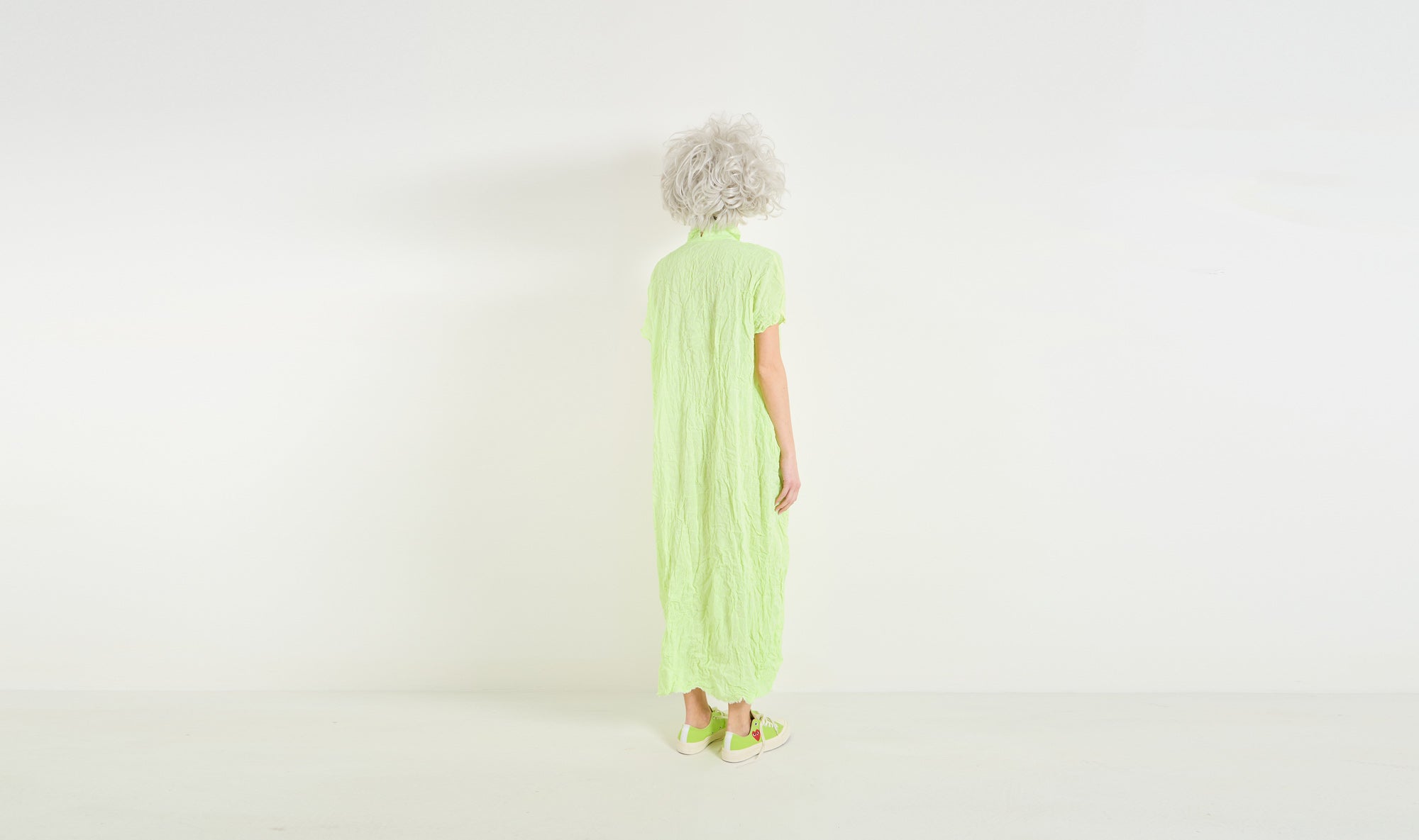 green fluo linen dress