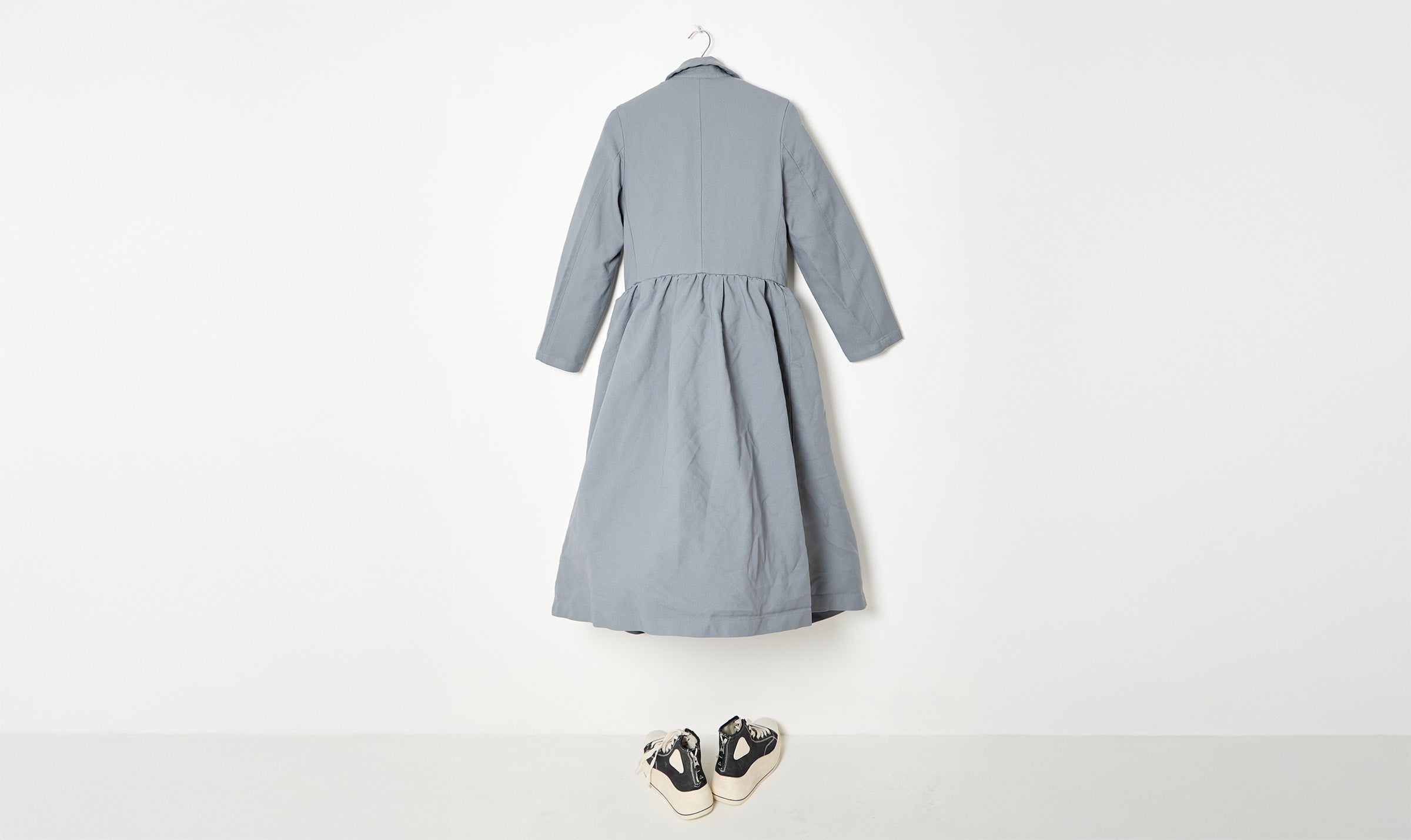 grey long flared dress