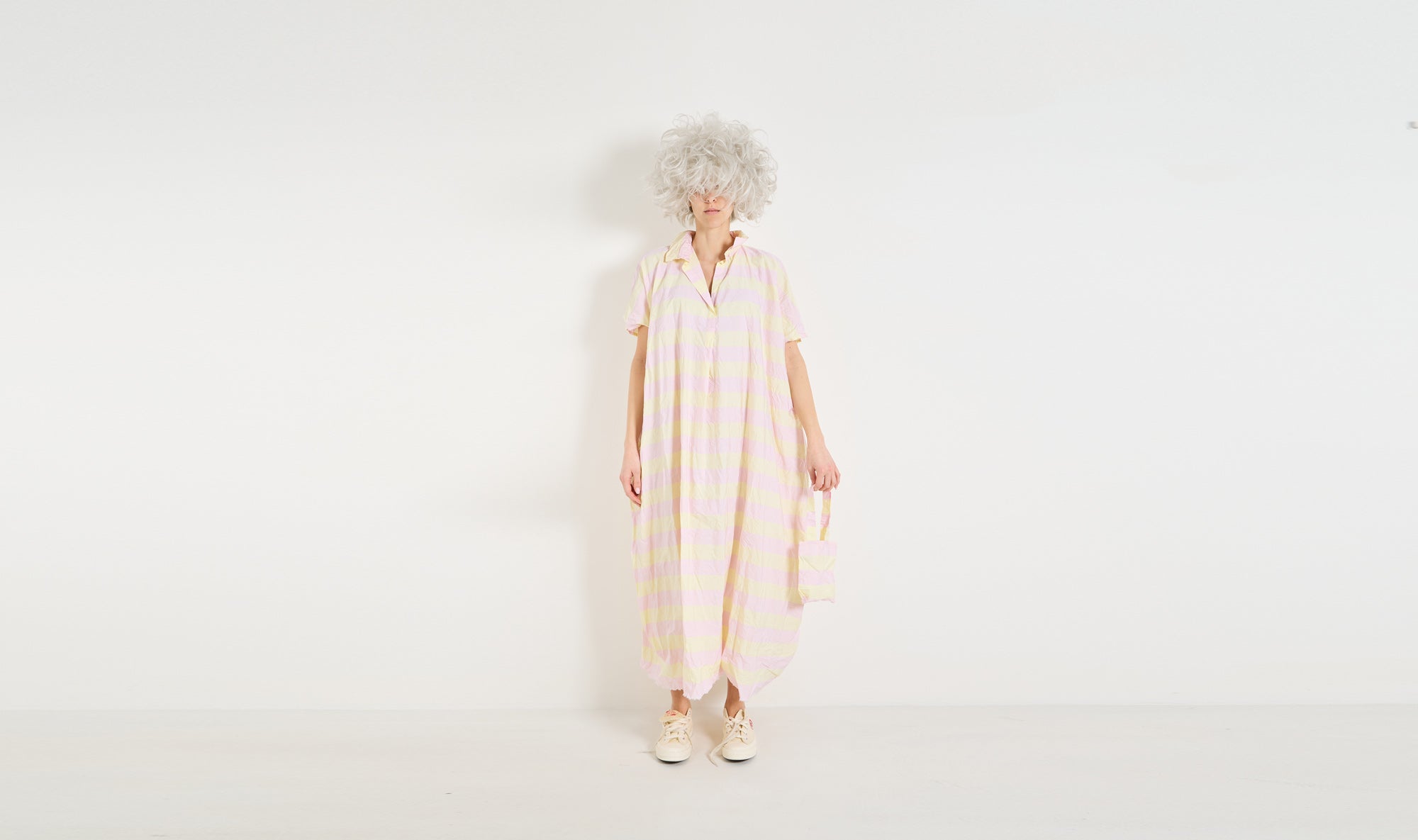 yellow peach stripes cotton dress