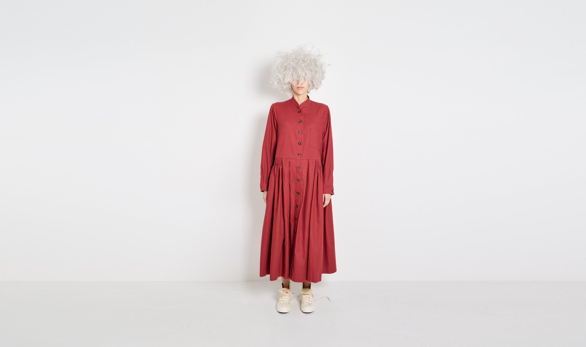 red cotton wool dress