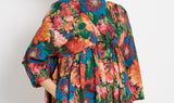 multicolor big flowers cotton long tunic