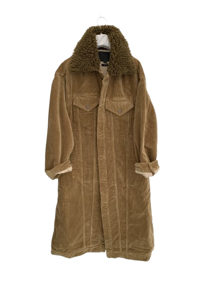 long camel trucker corduroy coat