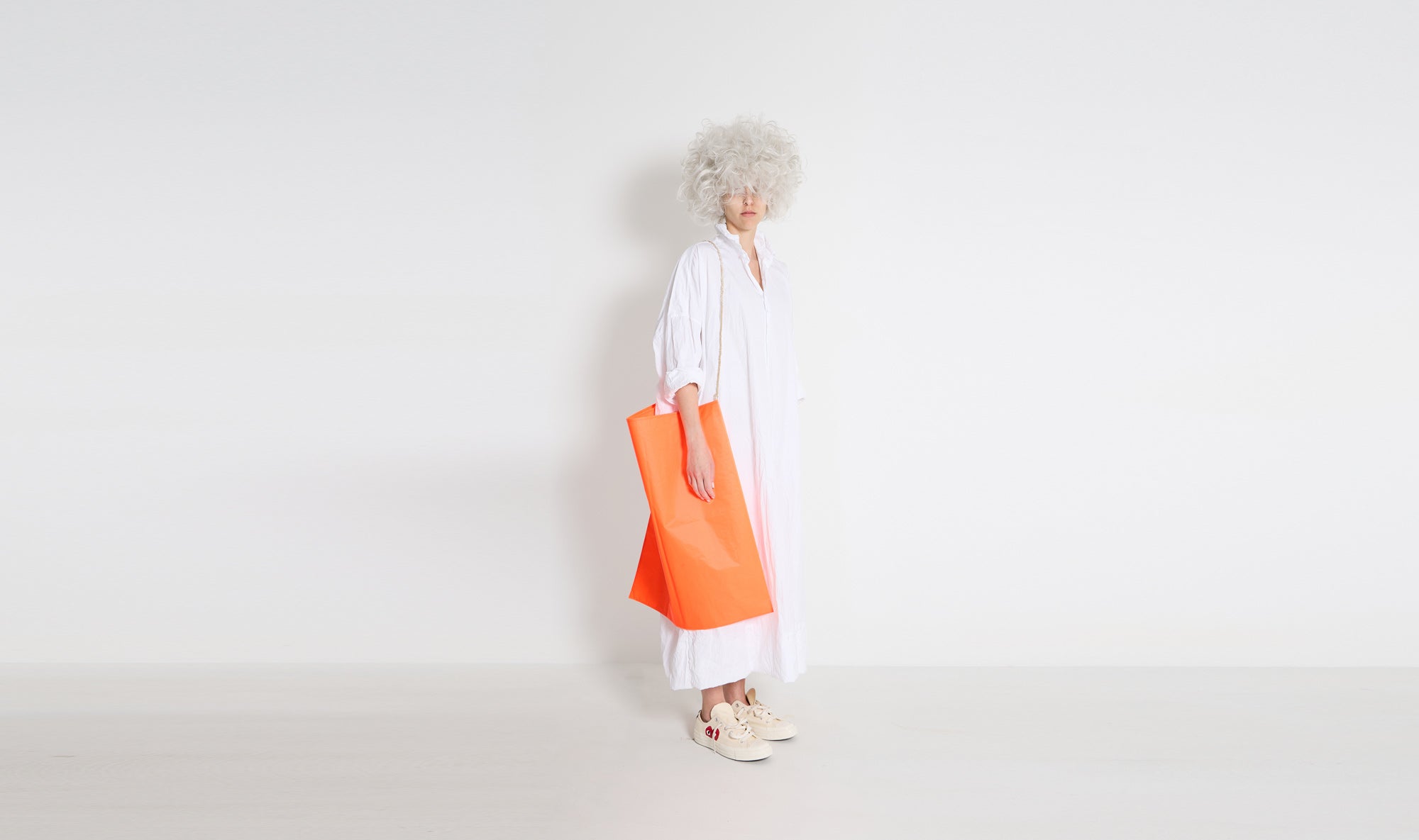 borsa in nylon arancione neon