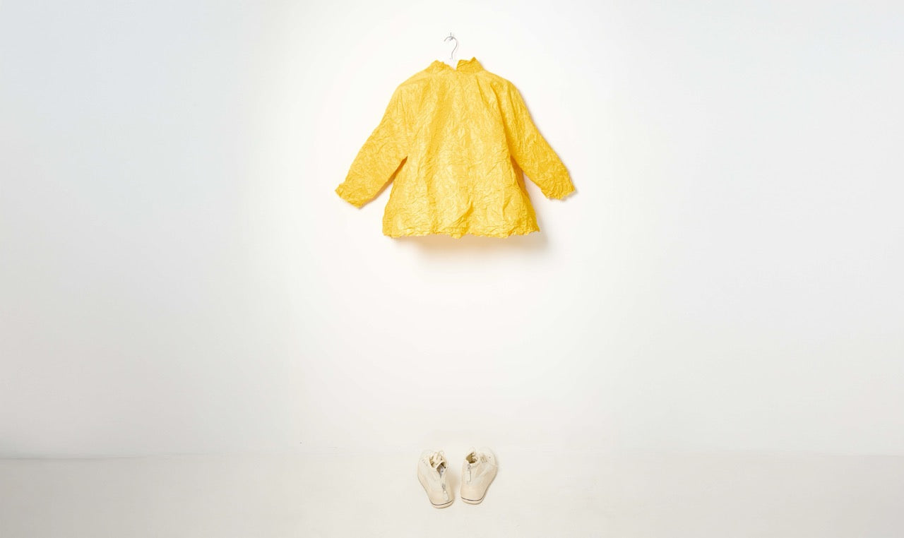 washed yellow saffron silk shirt