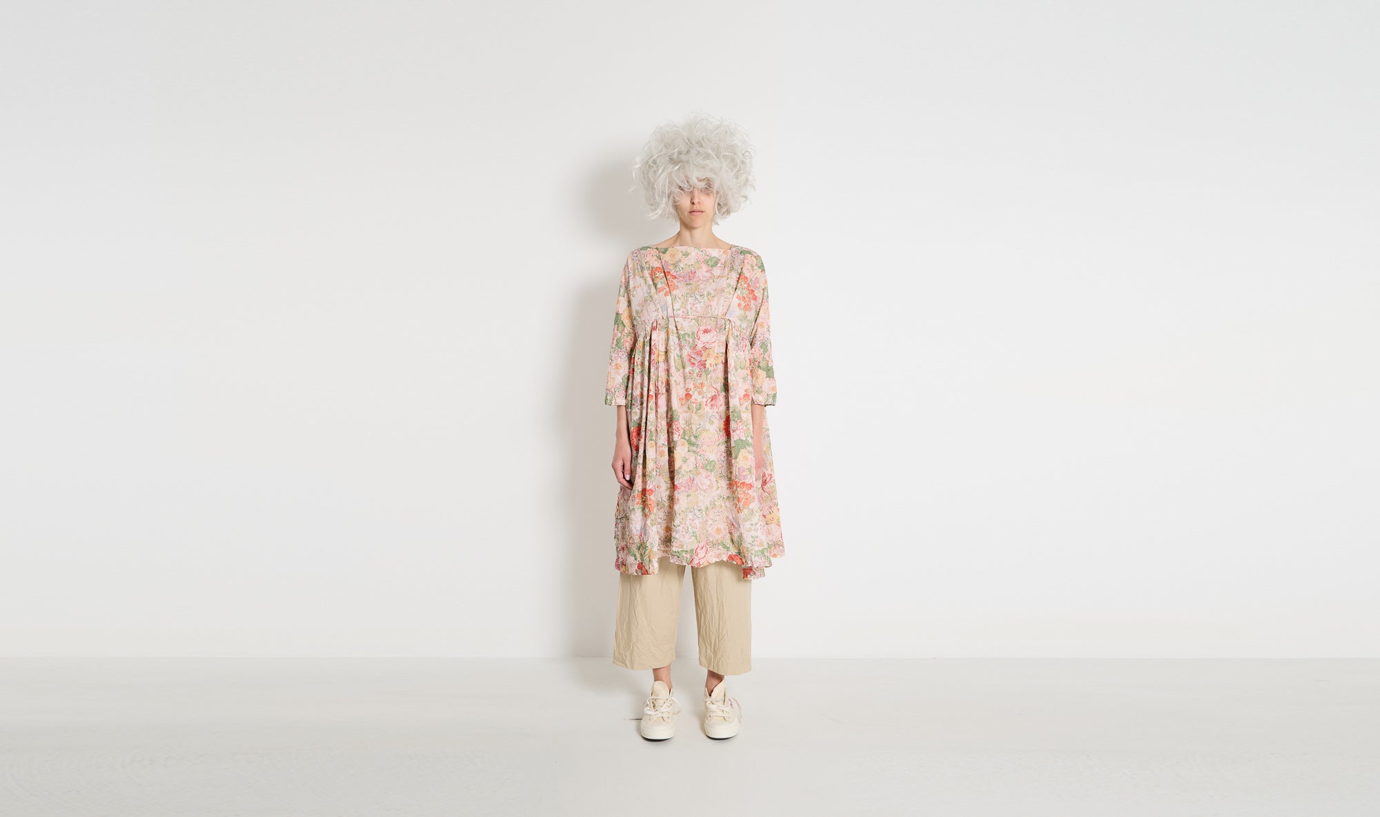 light pink flowers pattern long tunic
