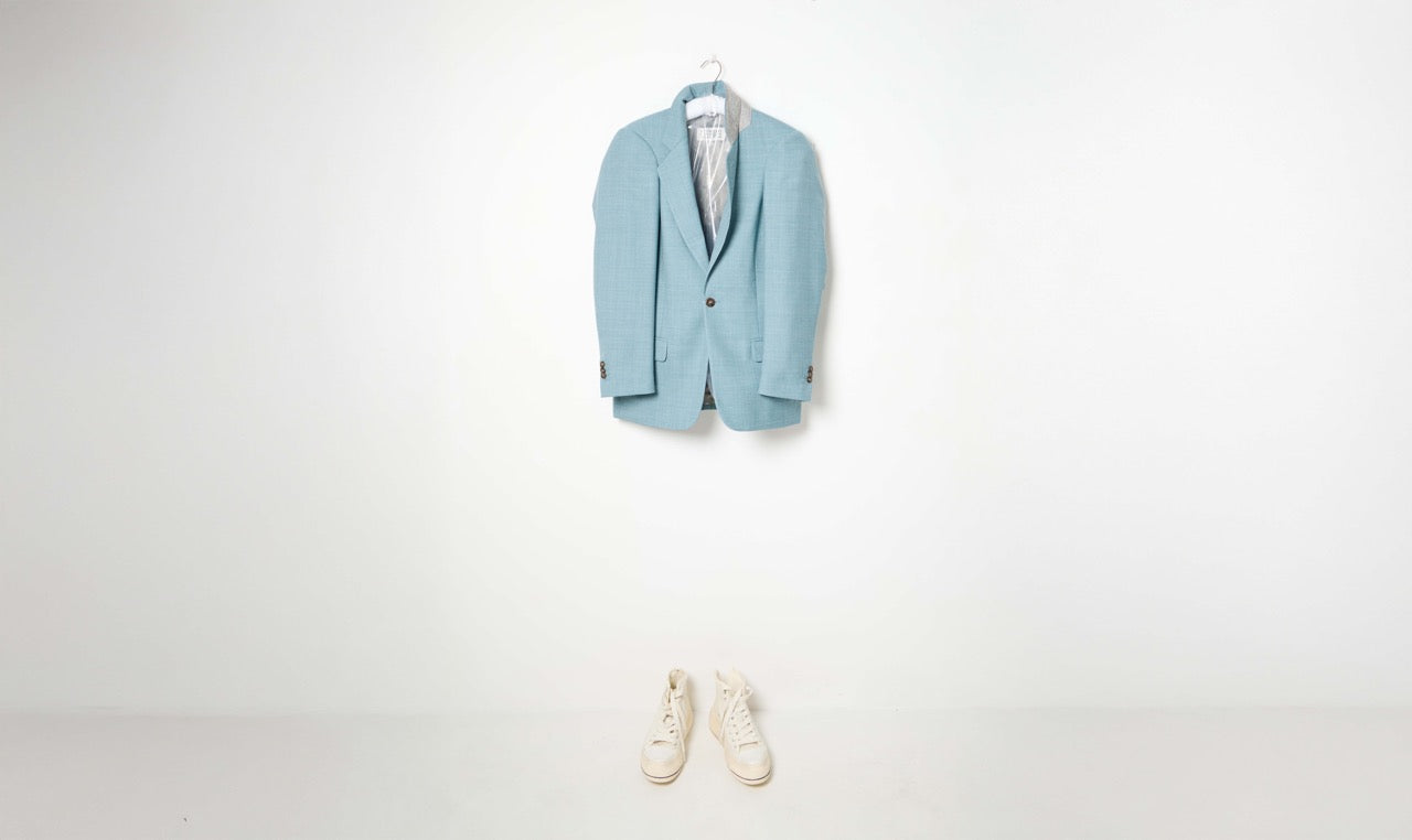 light blue woolen oversize jacket