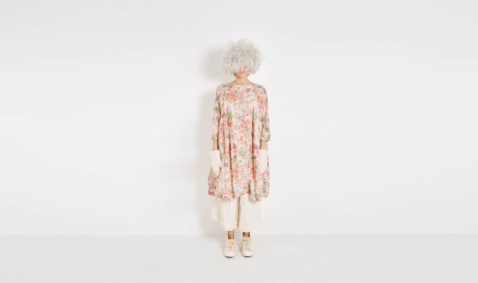 light pink flowers pattern long tunic