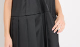 black polyester sleveless dress