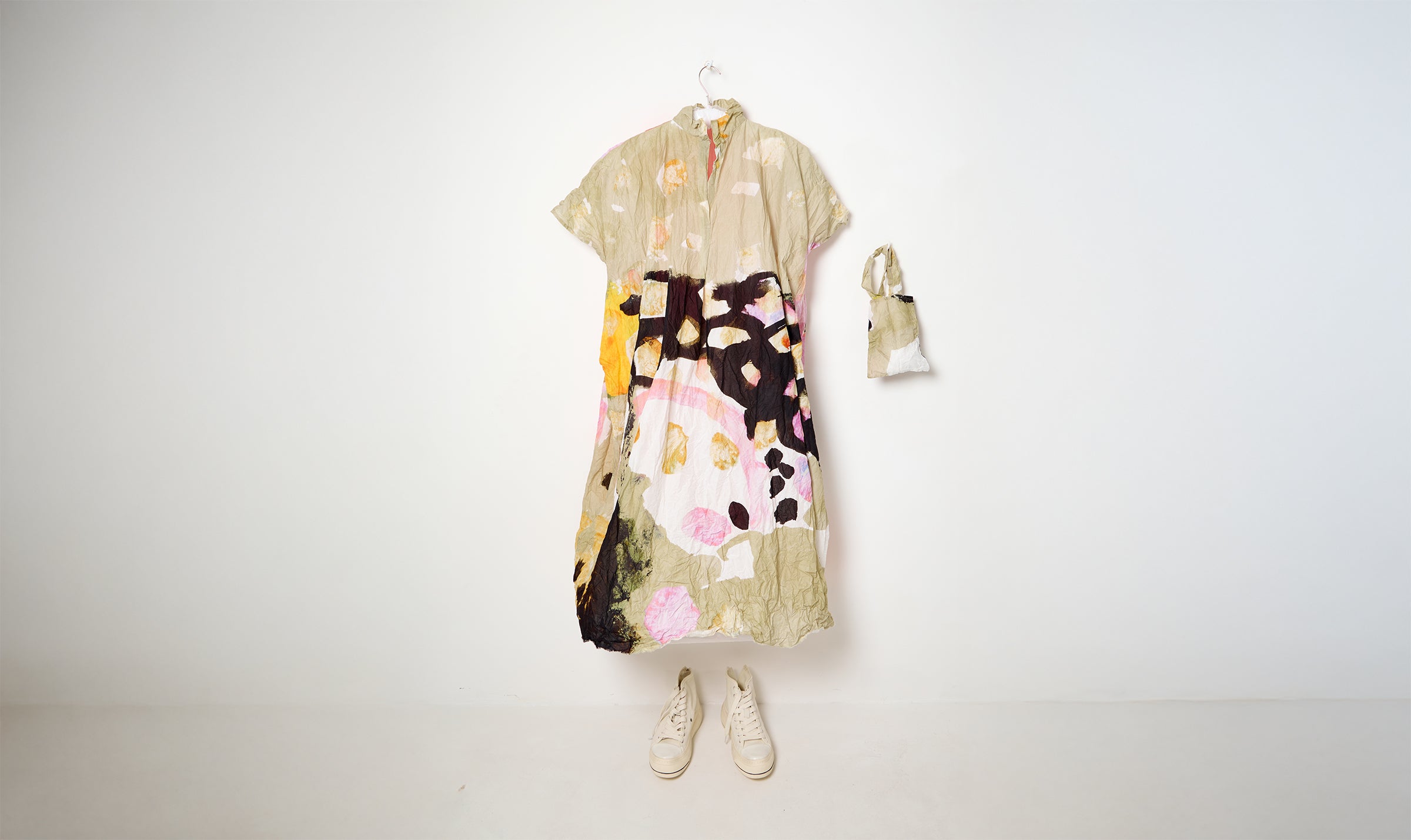 washed abstract print cotton dress