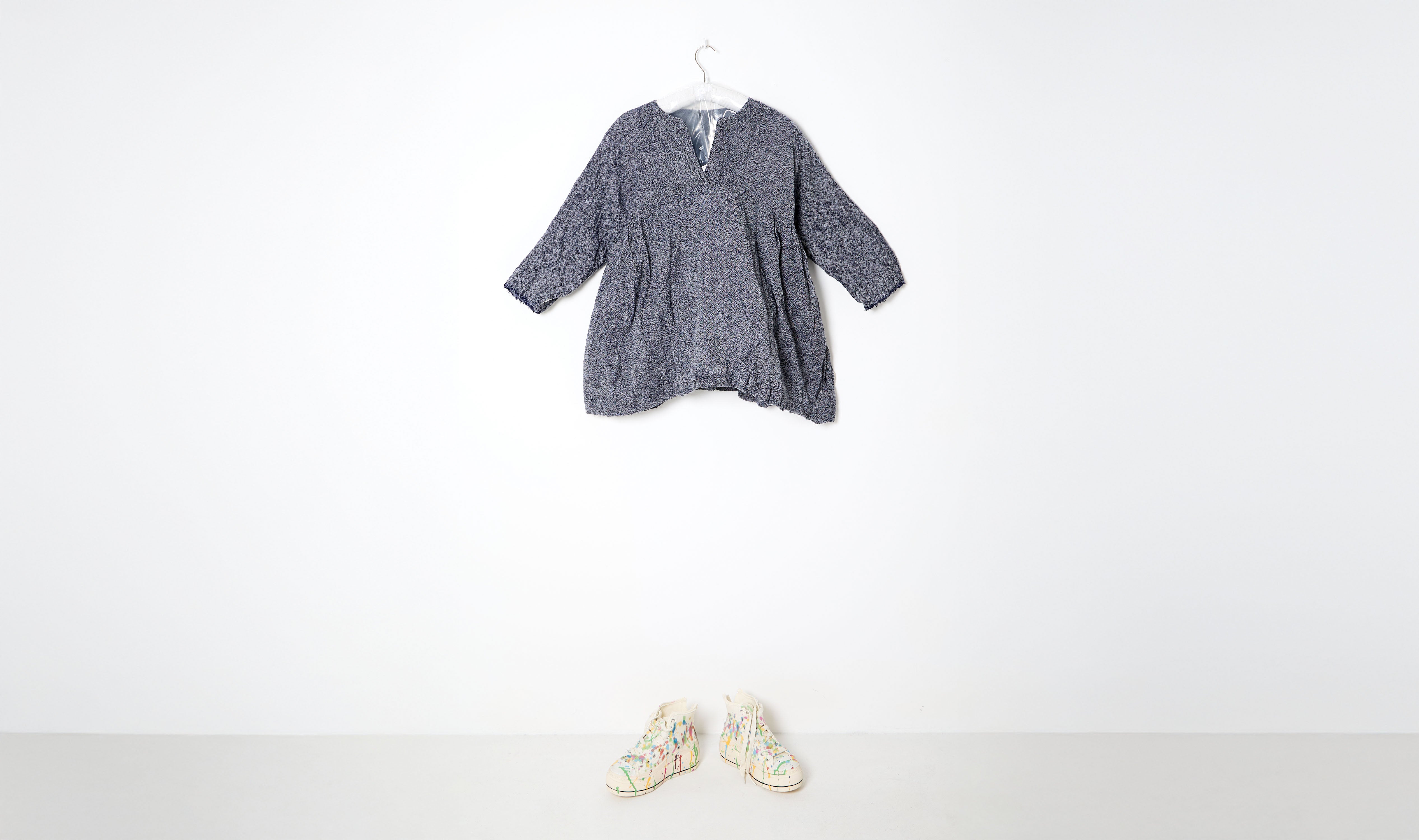 Grey Melangé Wool Gauze Tunic