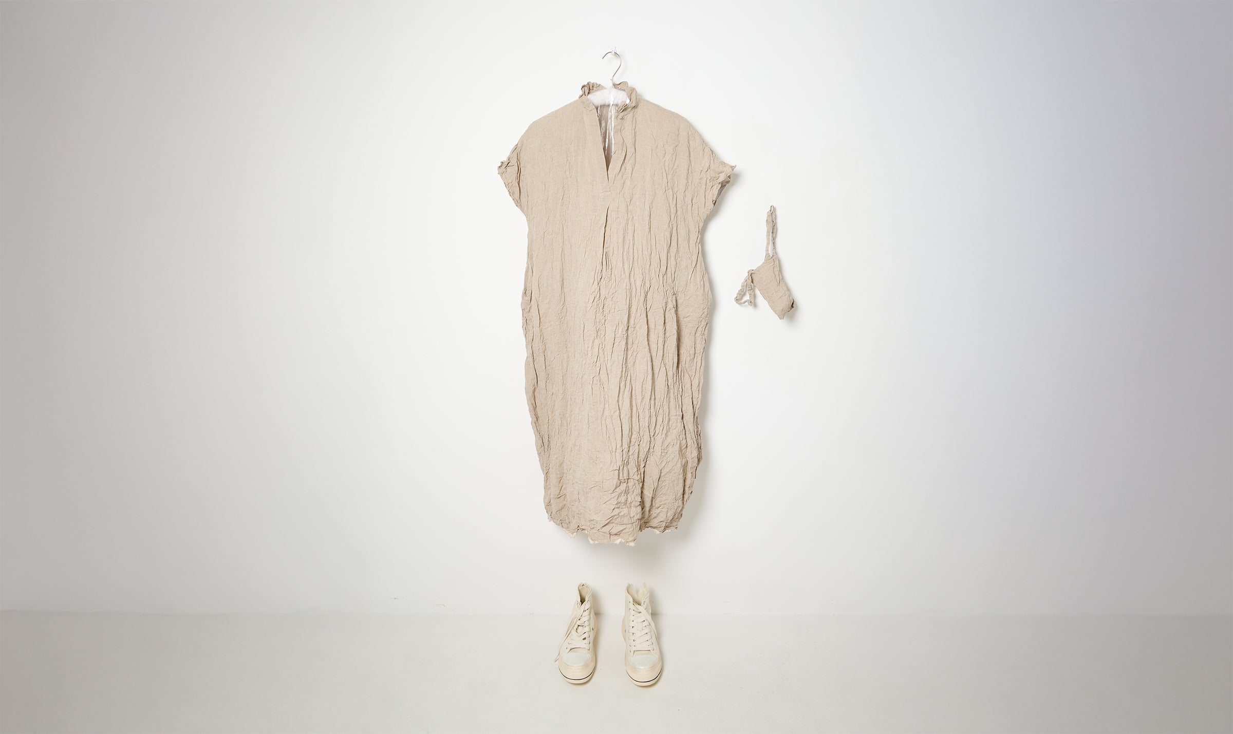 washed natural beige linen dress