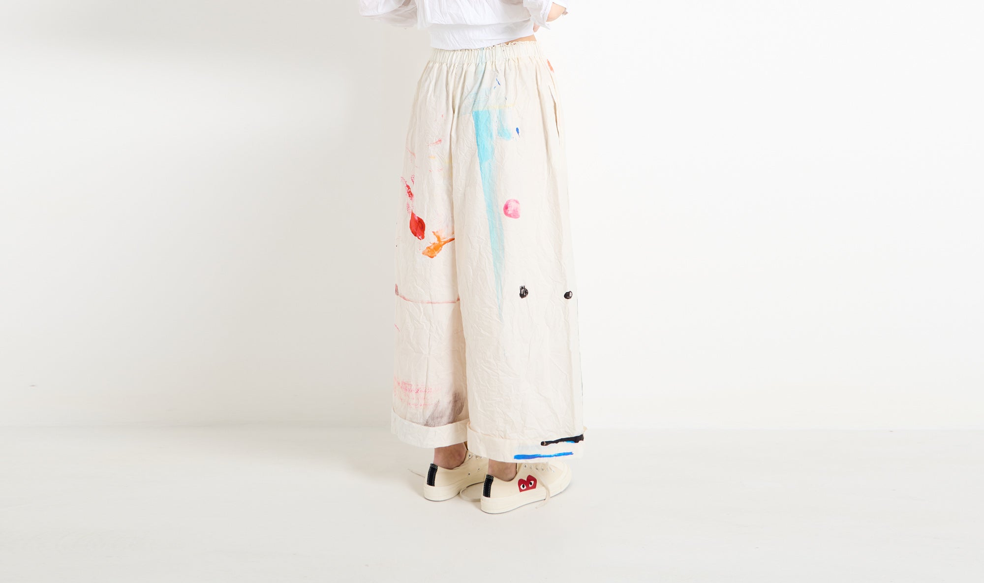 abstract pattern cotton trousers