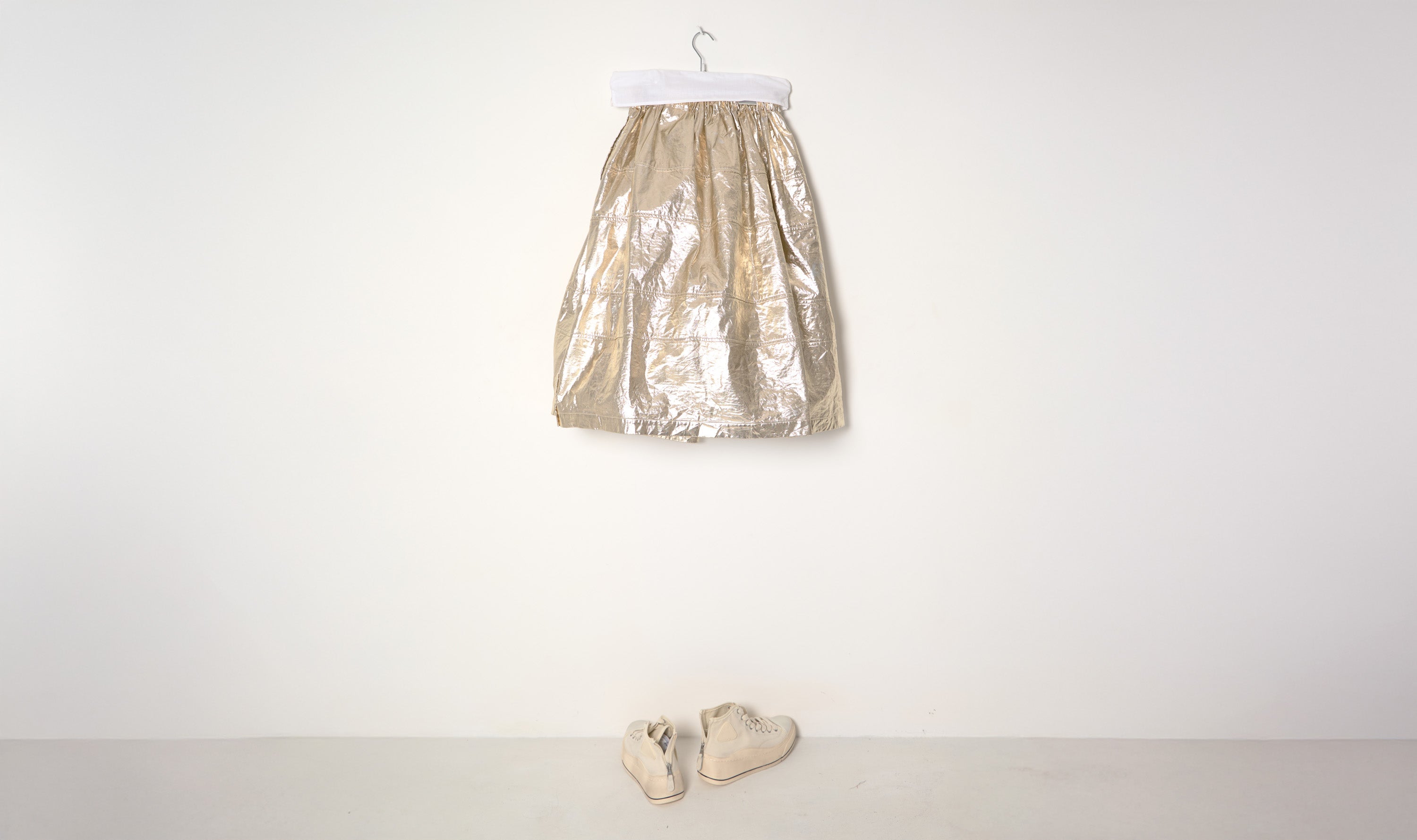 Pale Gold Waxed Cotton Skirt