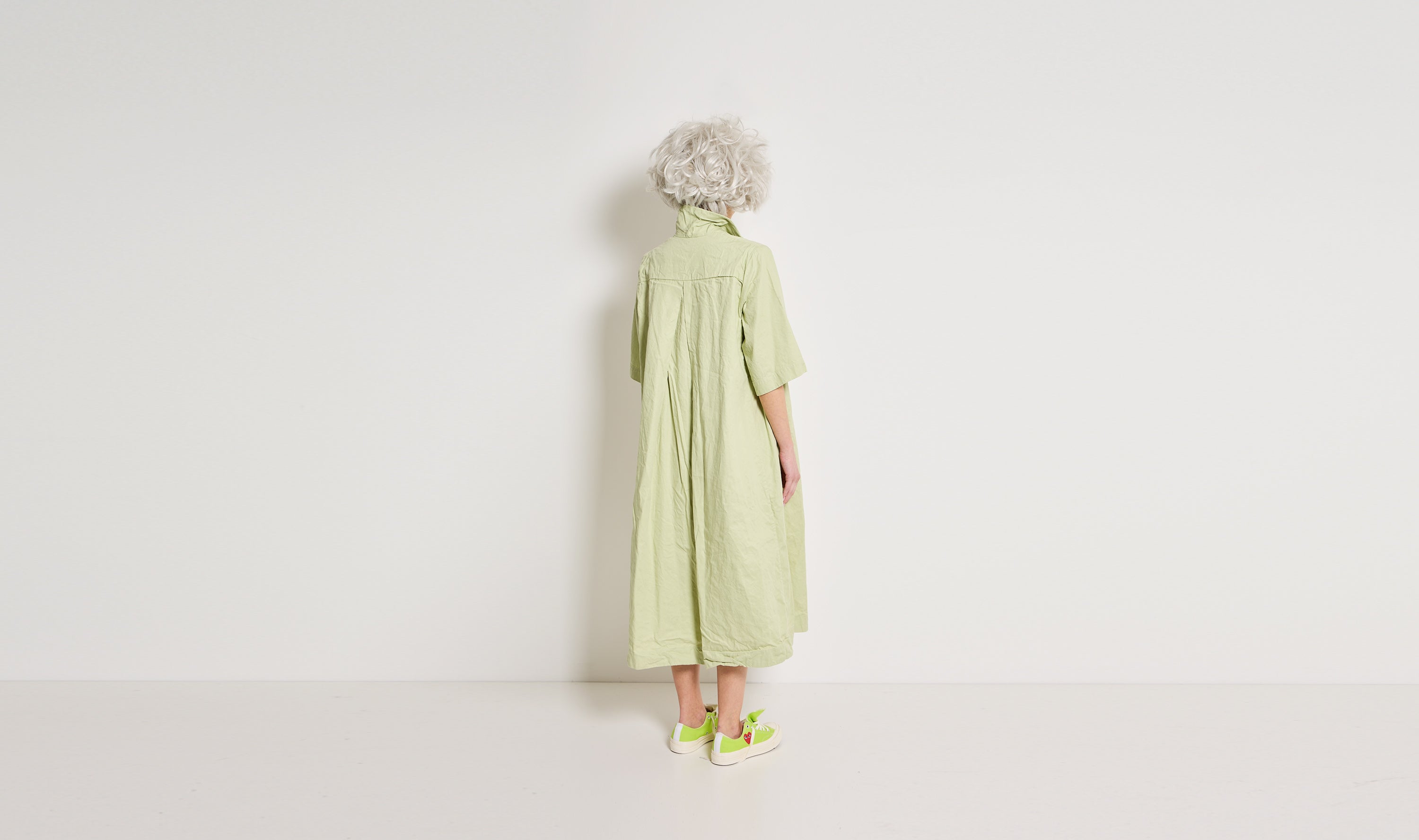 green linen cotton dress - Après Paris