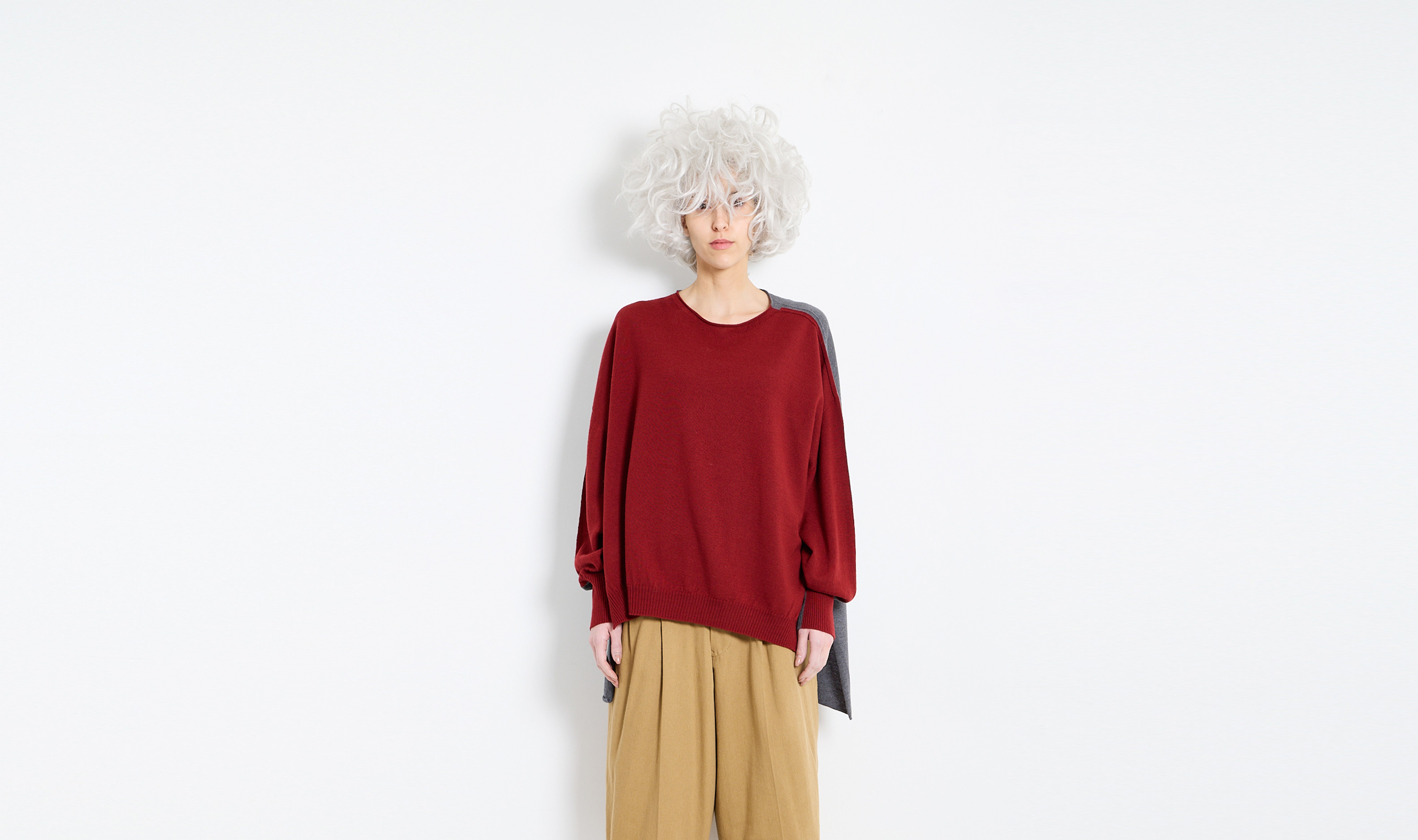 red grey wool nylon sweater