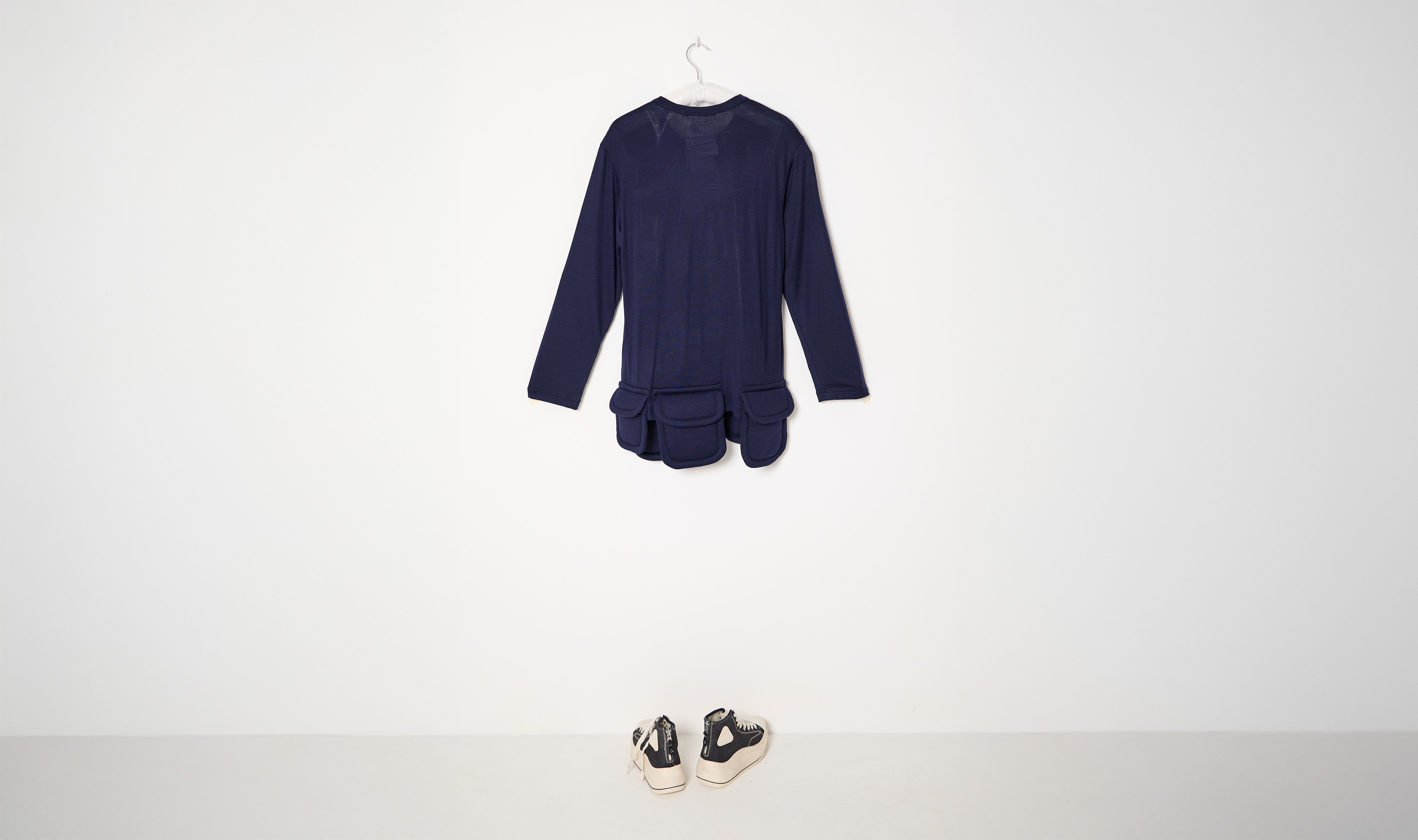 Blue Navy Wool Cargo Shirt