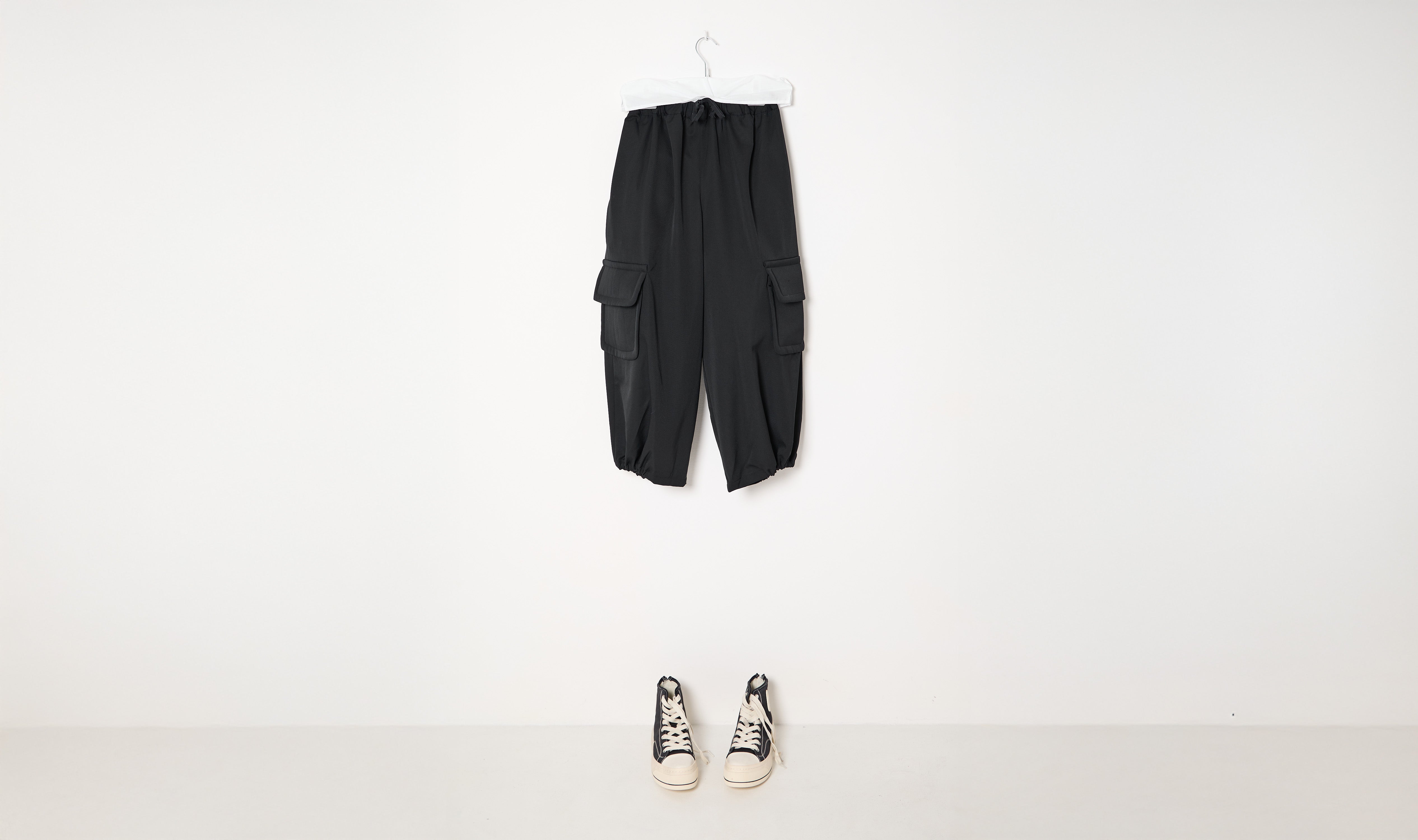 Soft Black Wool Cargo Pants