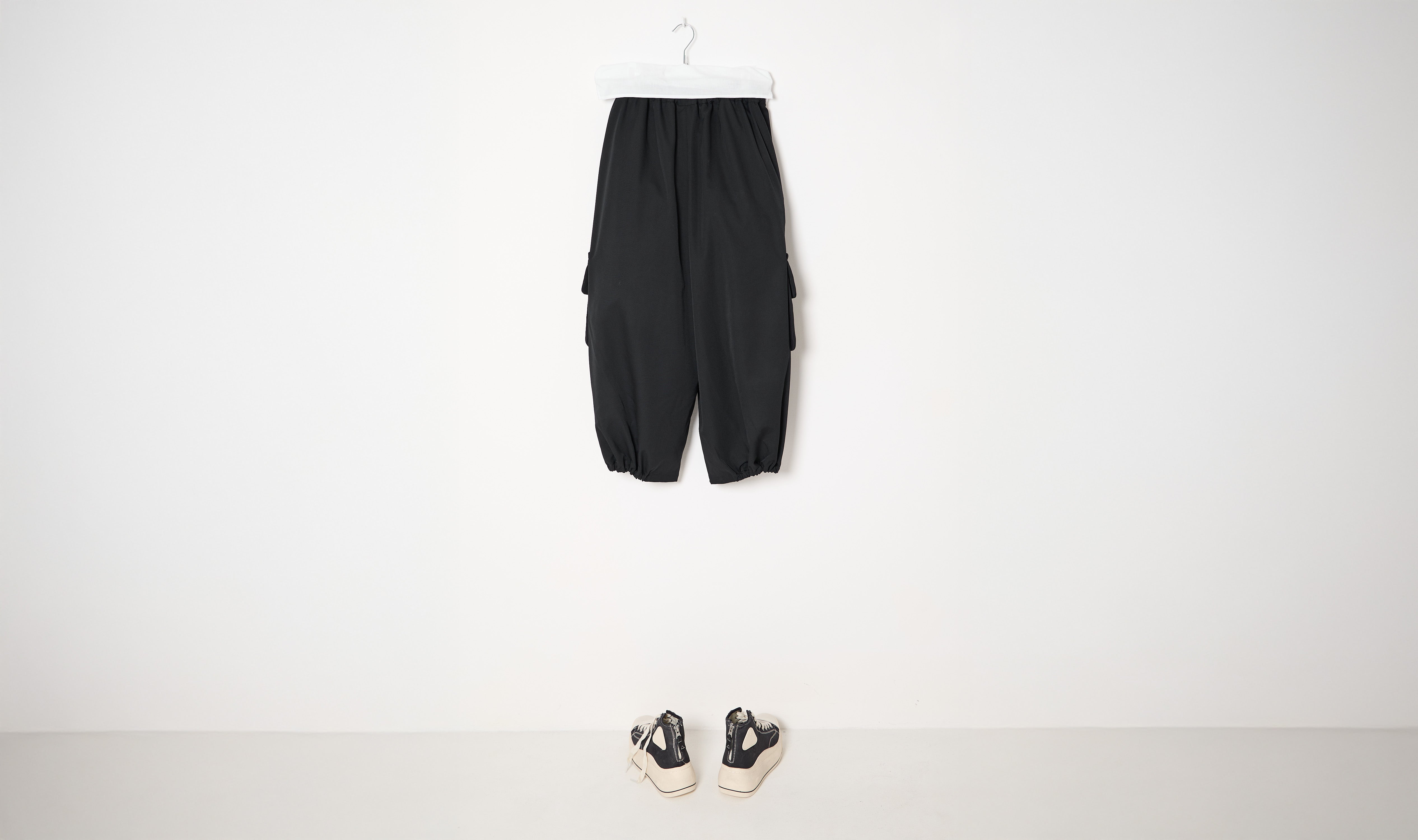 Soft Black Wool Cargo Pants