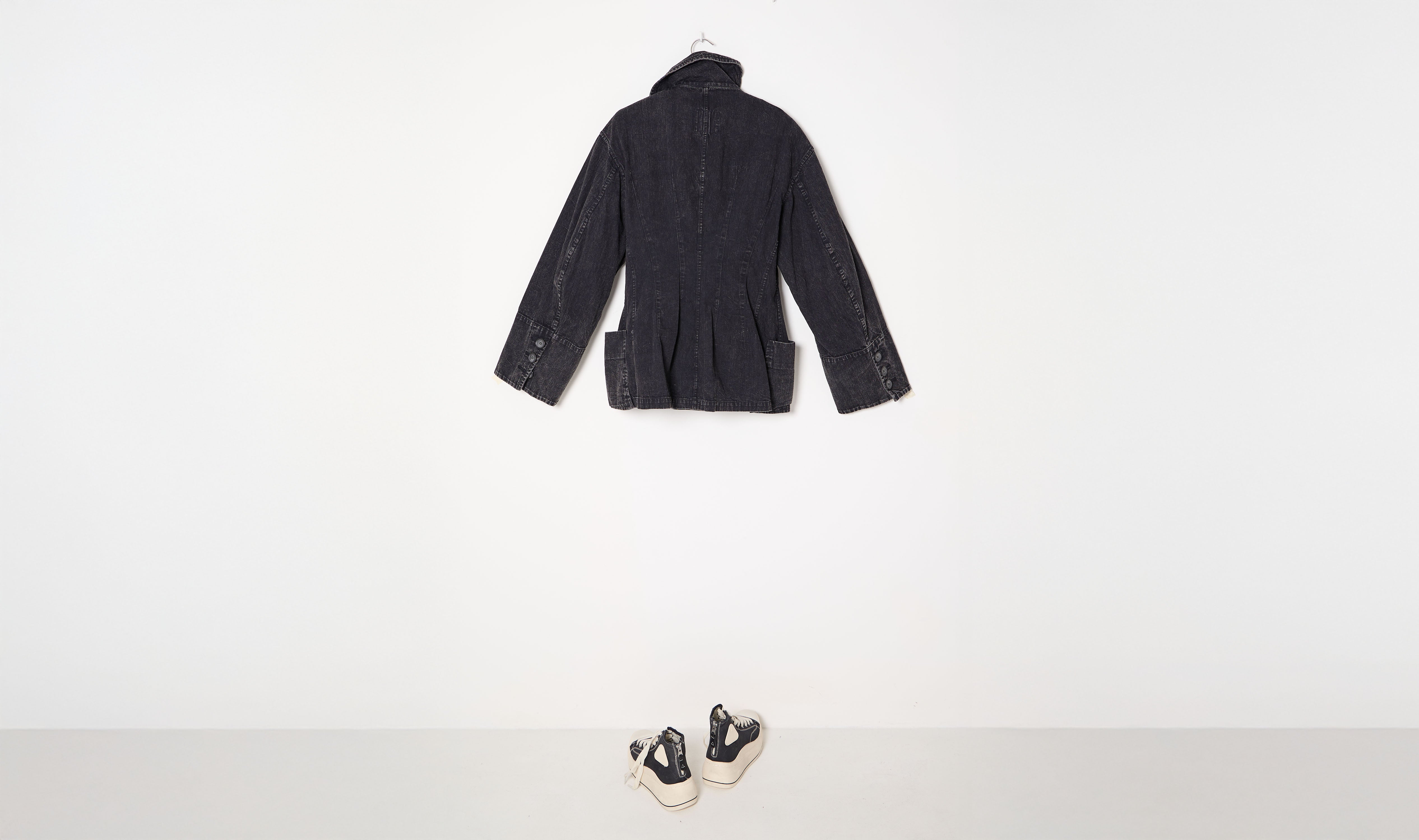 Dark Cotton Denim Pea Coat
