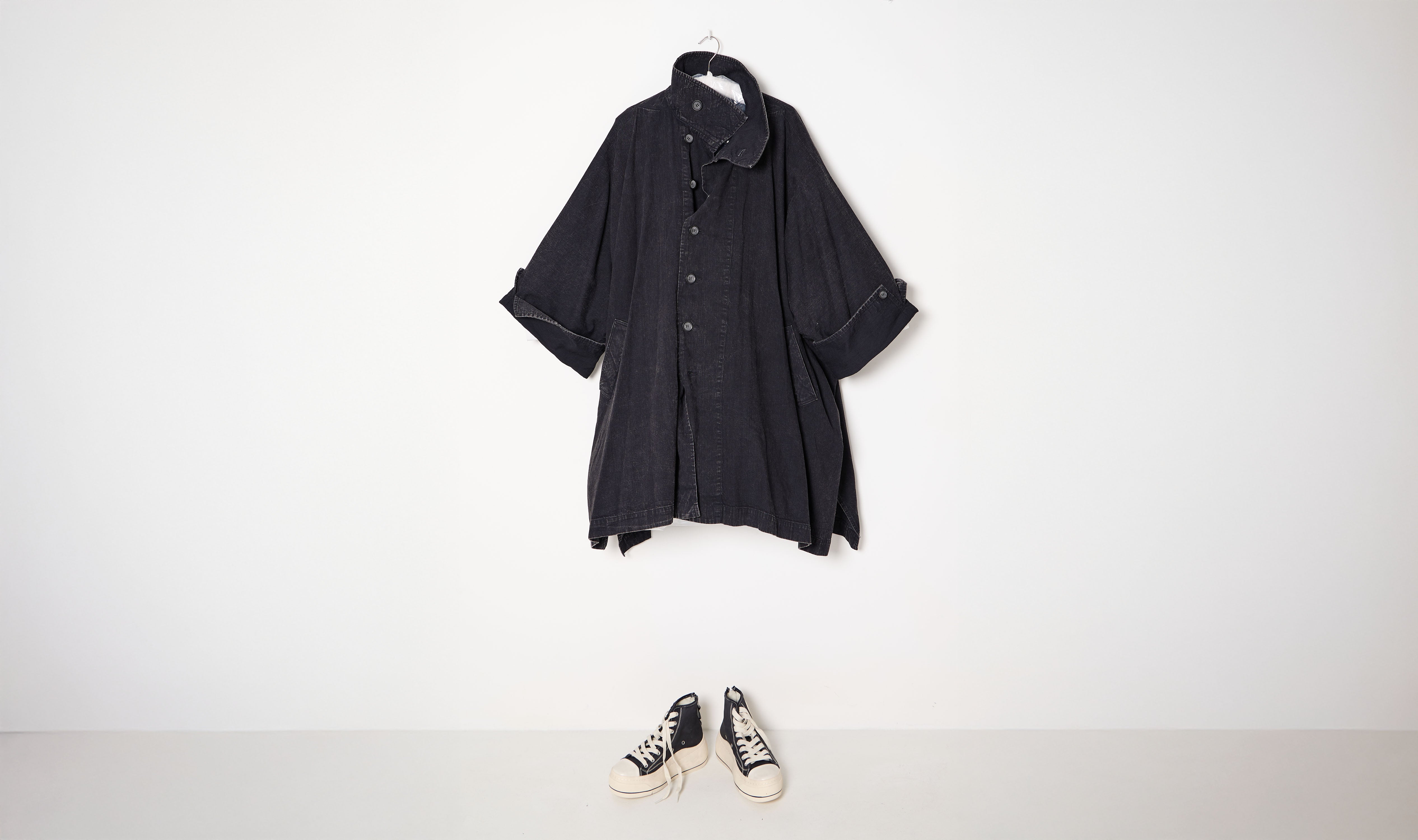 Dark Cotton Denim Overcoat
