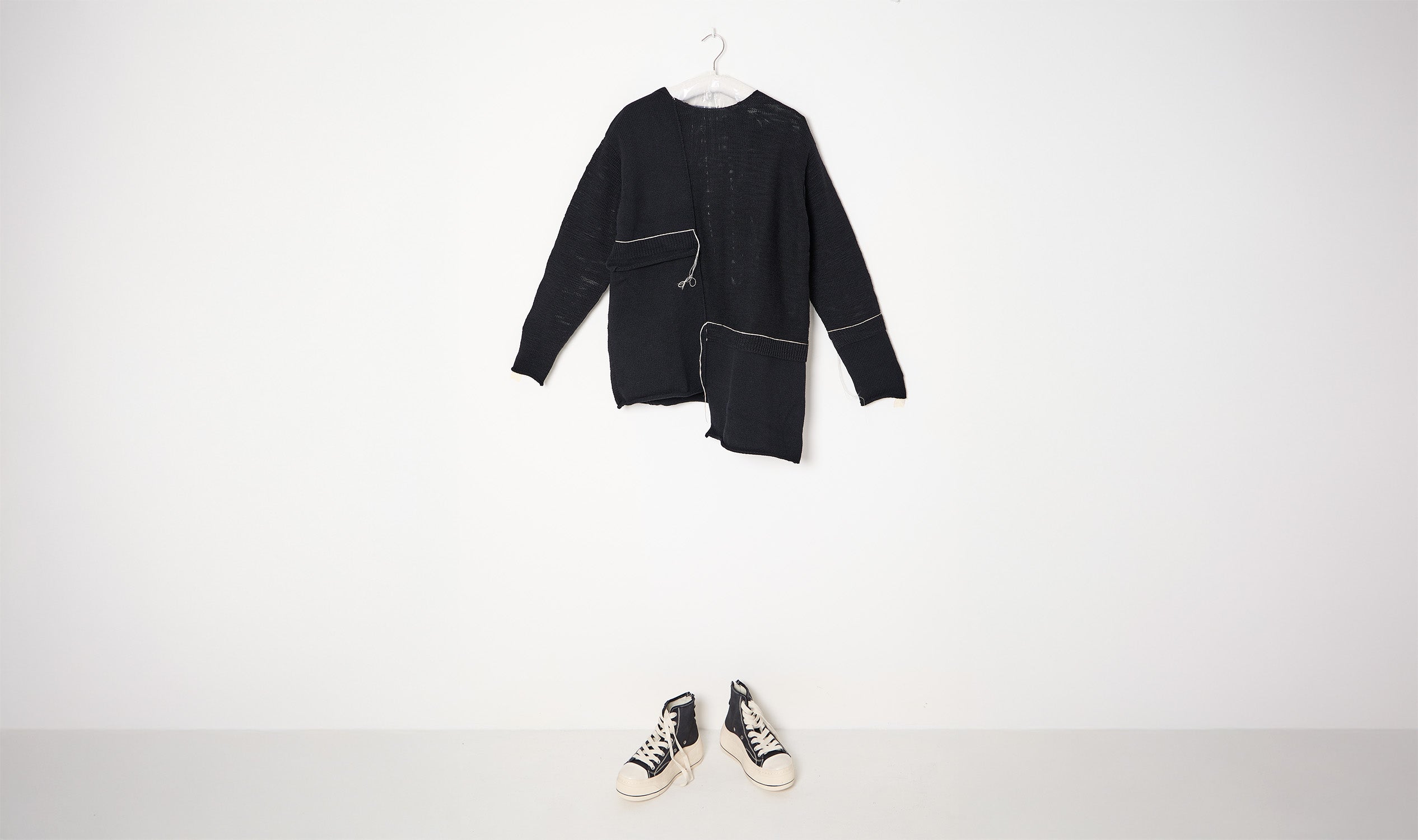 Black Textured Wool Sweather