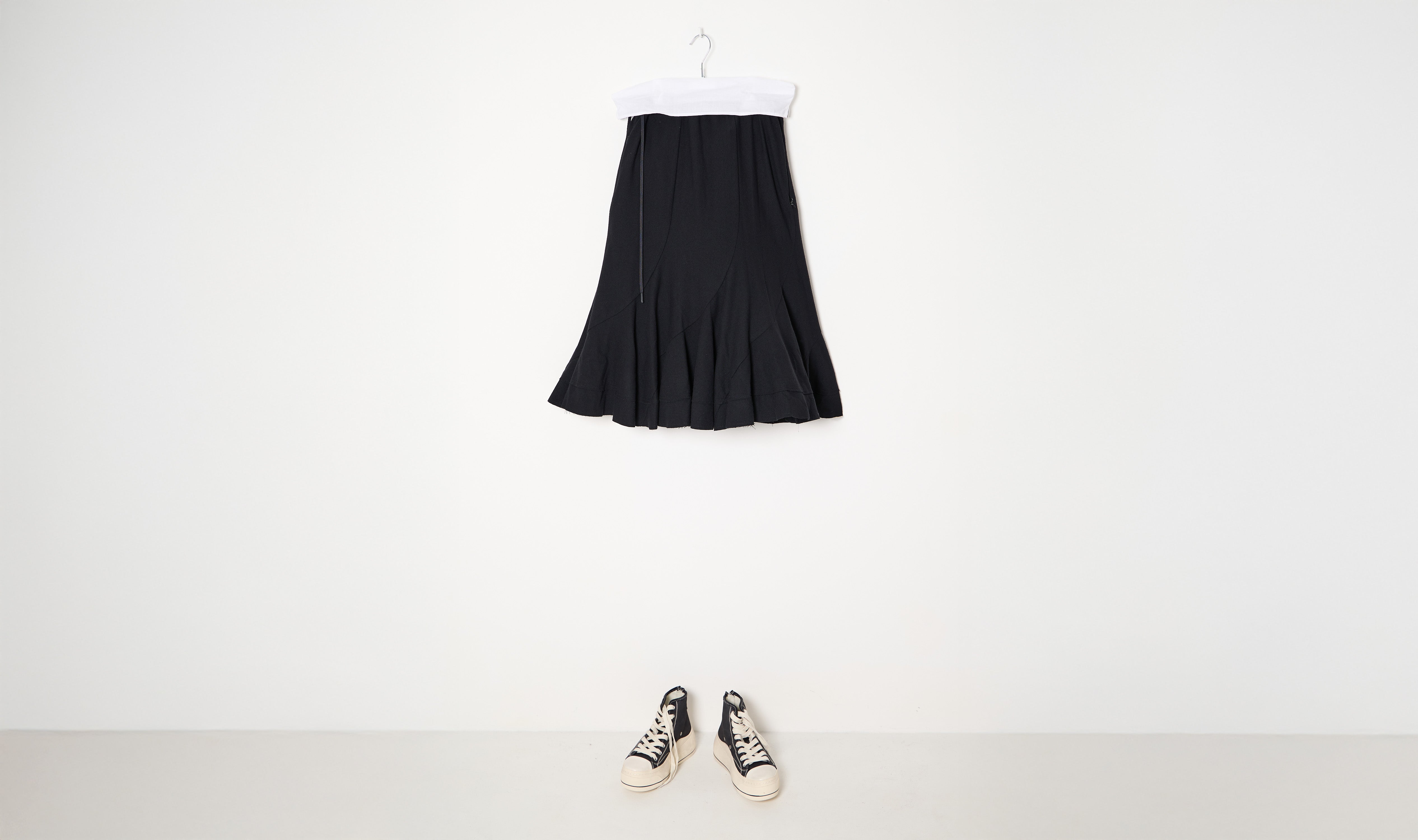 Black Wool Twisted Skirt