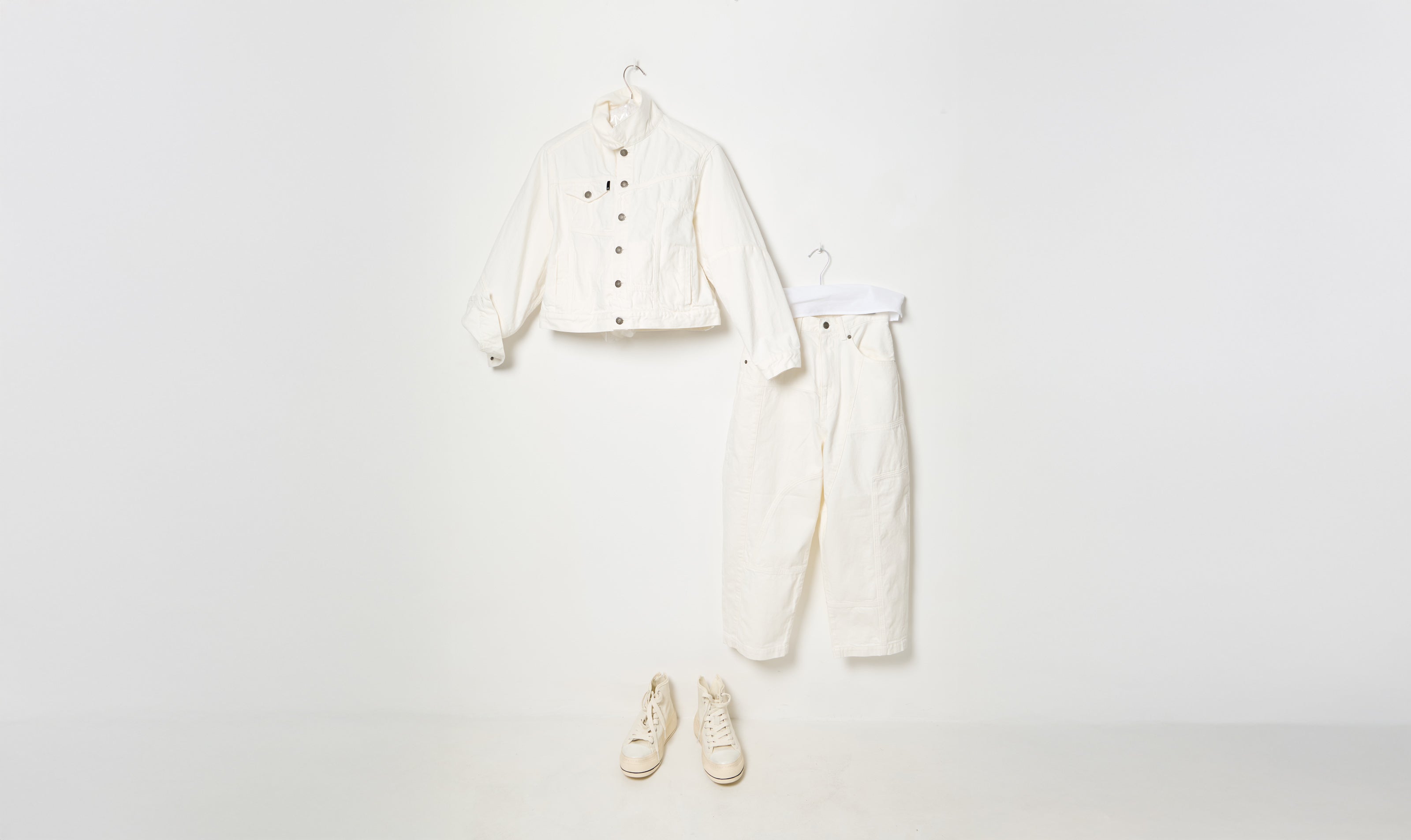 ivory white cotton denim undercover outfit